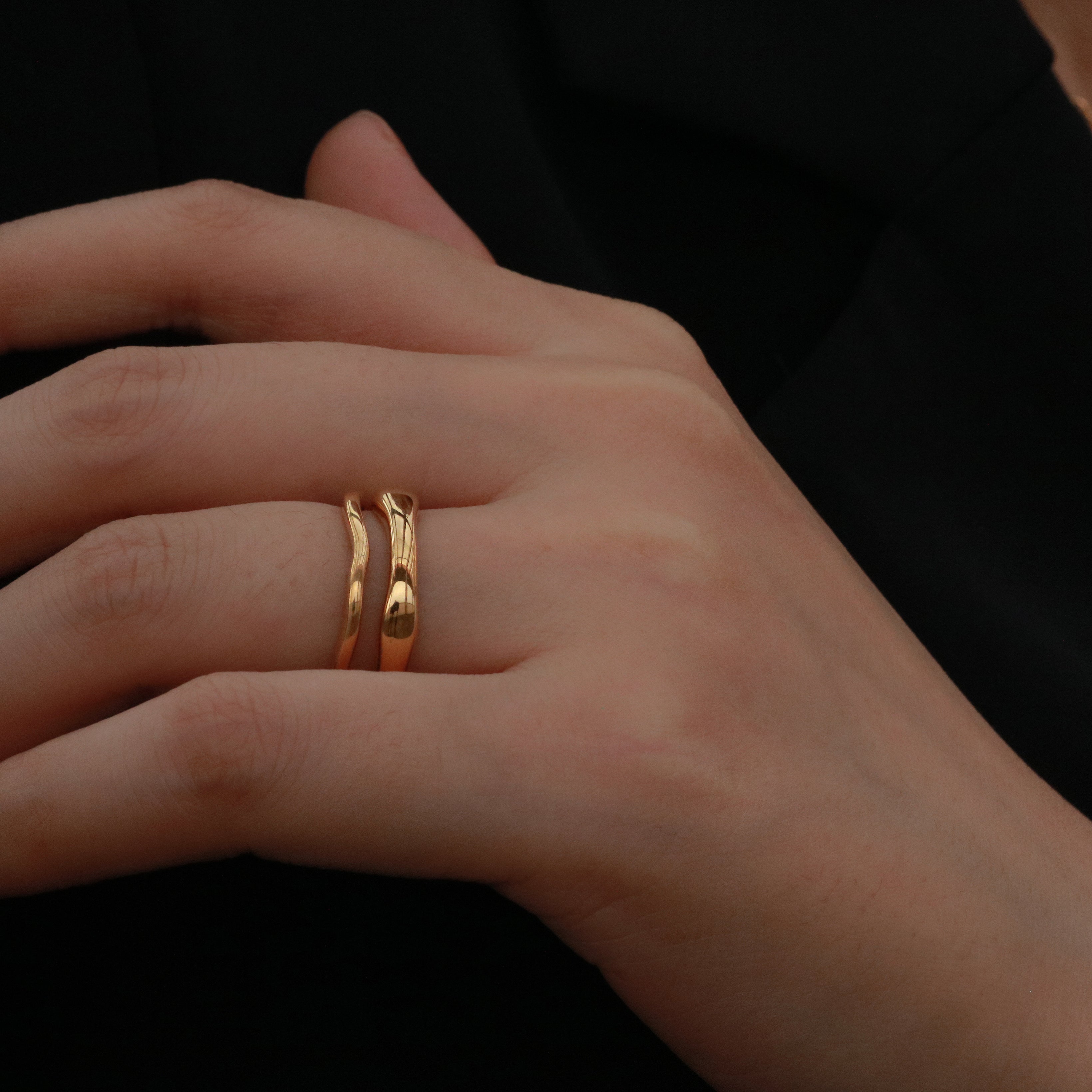 Luna Double Ring Set | 18k Gold Plated Stainless Steel 4