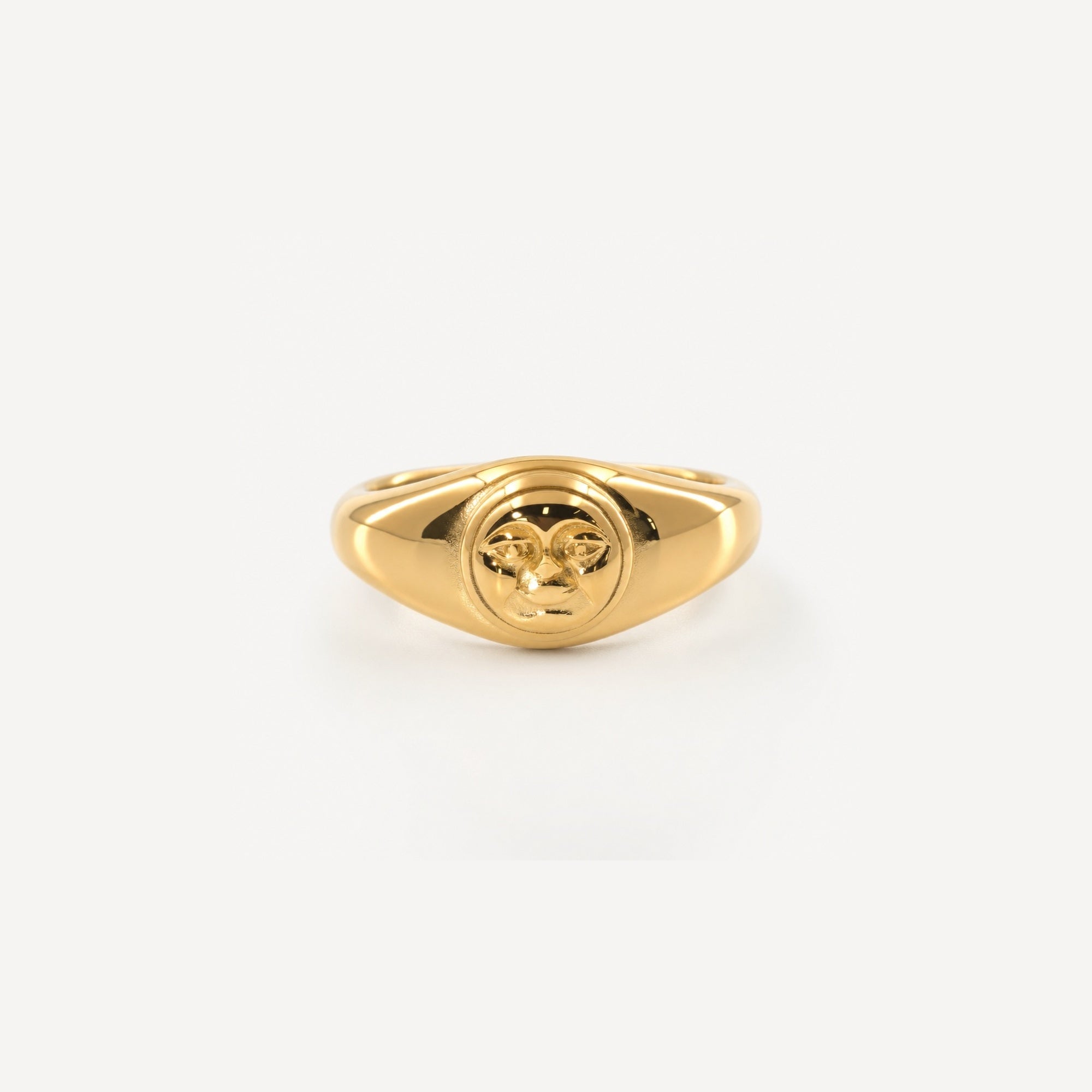 Luna Moonface Signet Ring | 18k Gold Plated Stainless Steel 0