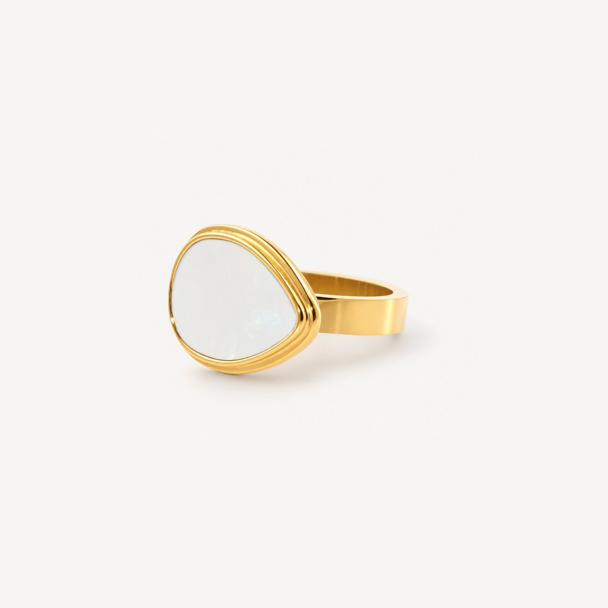 Maris Statement Signet Ring | Mother of Pearl Inlay, Gold-Tone 0