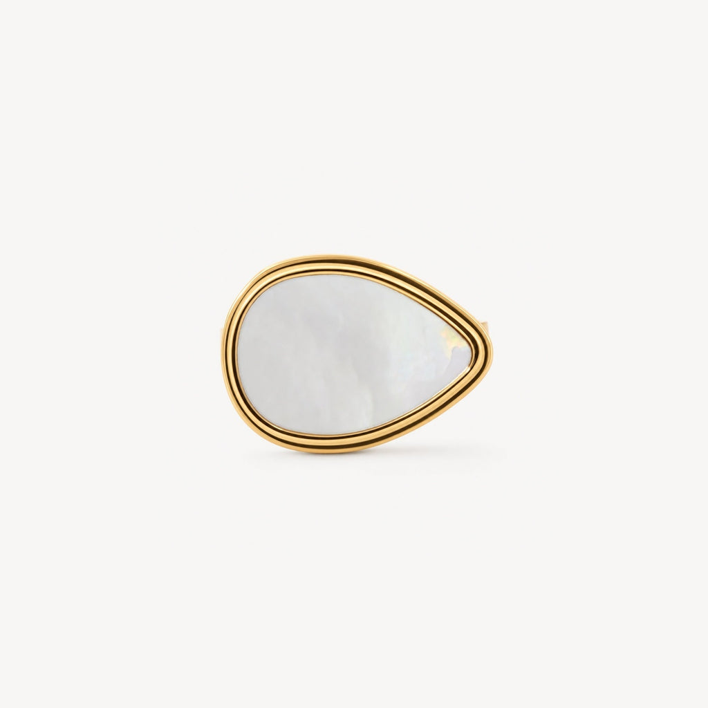 Maris Statement Signet Ring | Mother of Pearl Inlay, Gold-Tone 1