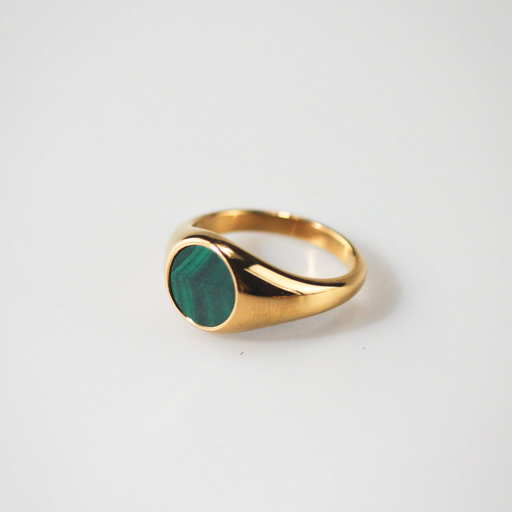 Maya Signet Ring | Malachite Gemstone, 18k Gold Plated 0