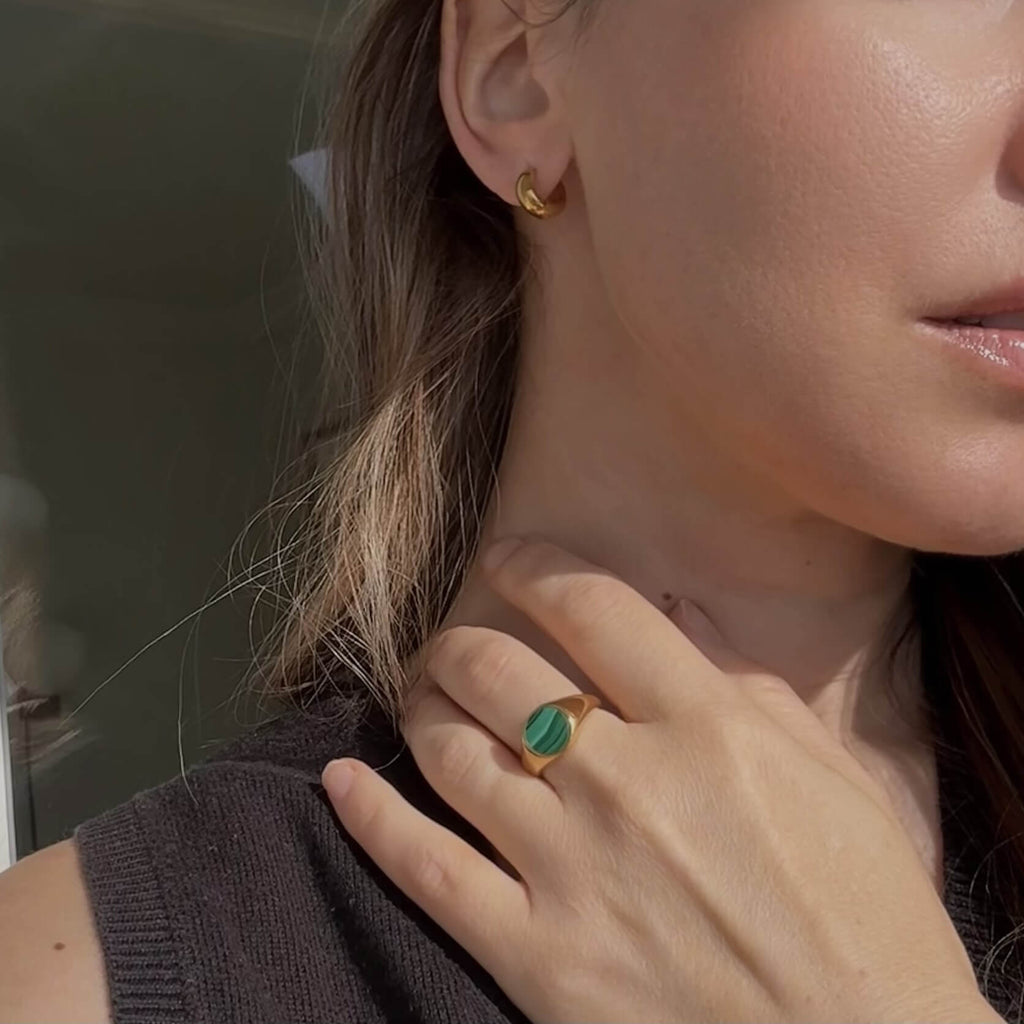 Maya Signet Ring | Malachite Gemstone, 18k Gold Plated 3