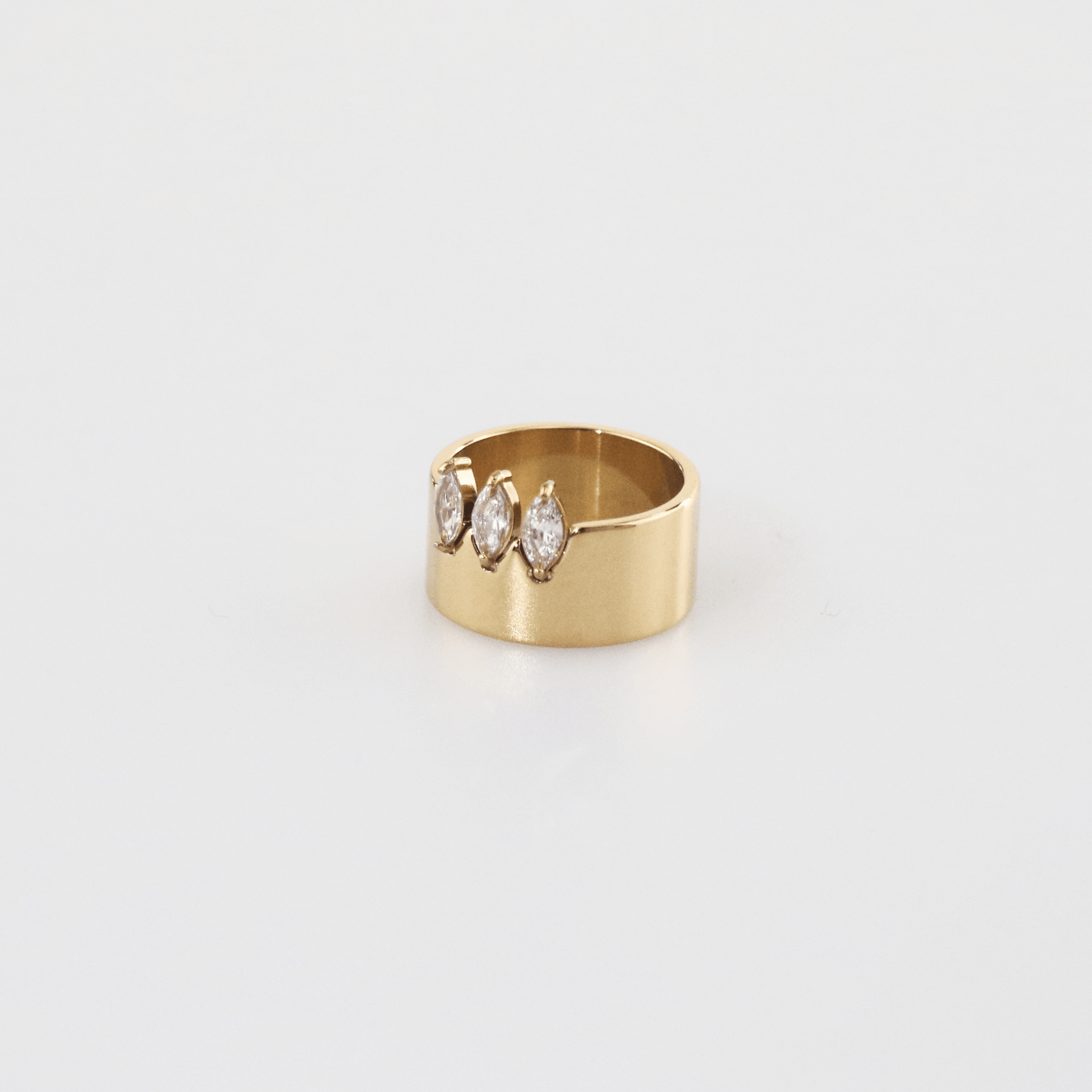 Mira Band Ring | 18k Gold Plated Stainless Steel, Marquise-Cut CZ Stones 2