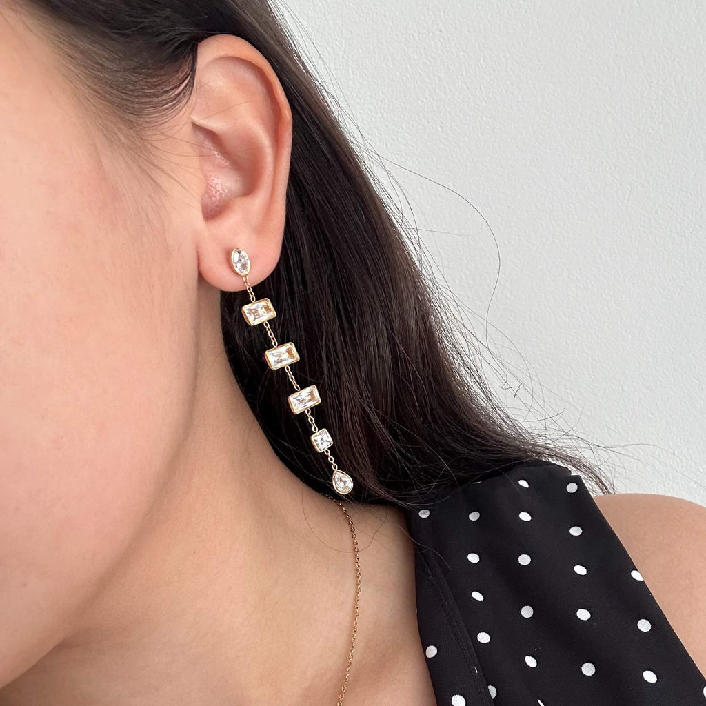 Mira CZ Drop Earrings | Multi-Shape, 18k Gold Plated 2