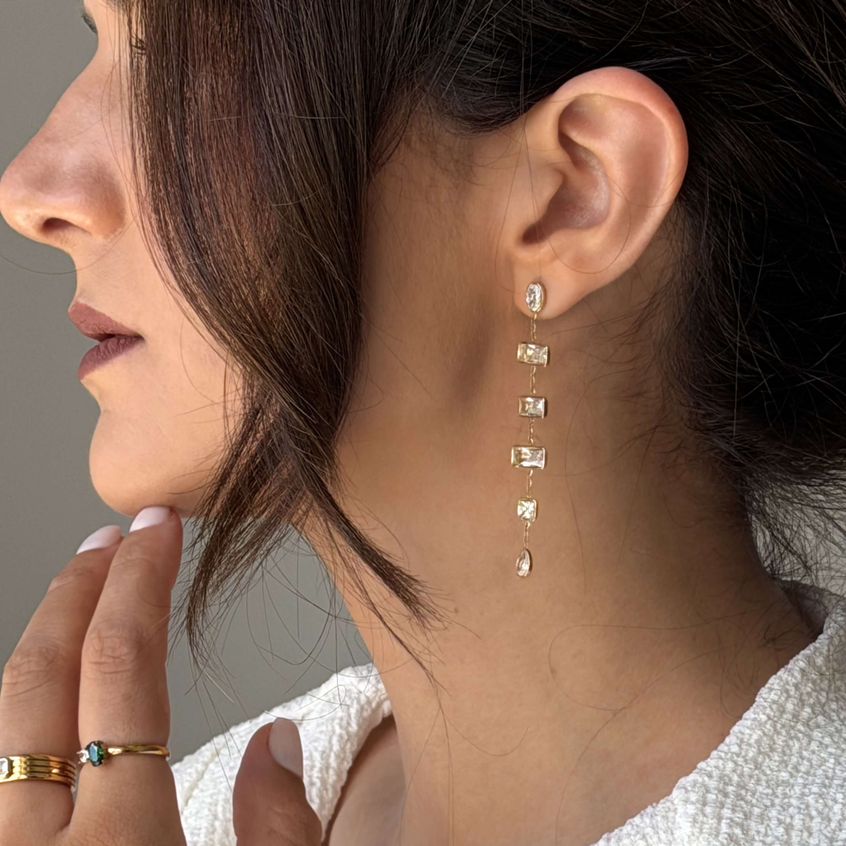 Mira CZ Drop Earrings | Multi-Shape, 18k Gold Plated 3