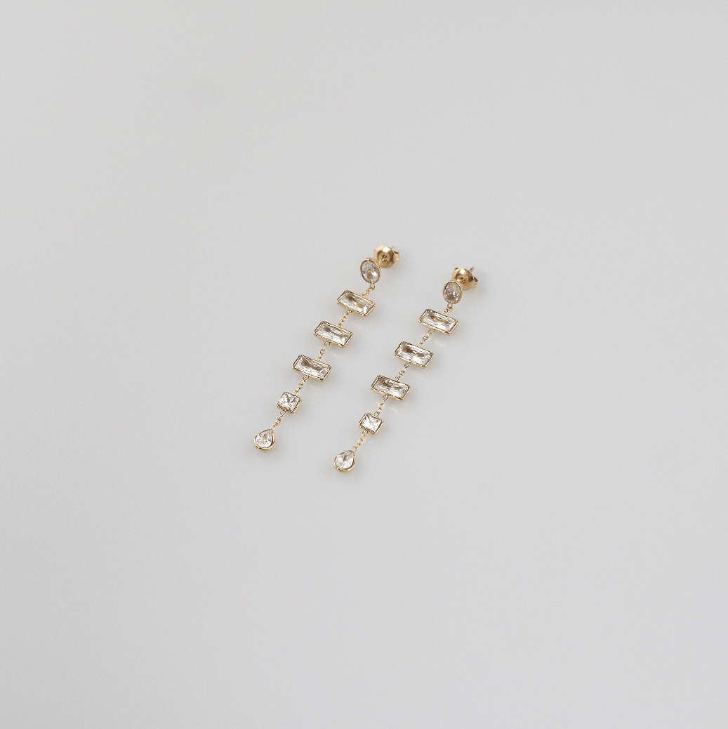 Mira CZ Drop Earrings | Multi-Shape, 18k Gold Plated 6