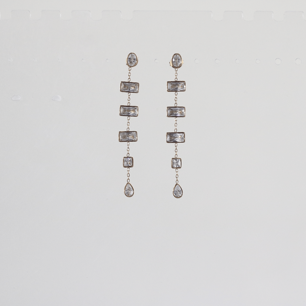 Mira CZ Drop Earrings | Multi-Shape, 18k Gold Plated 7