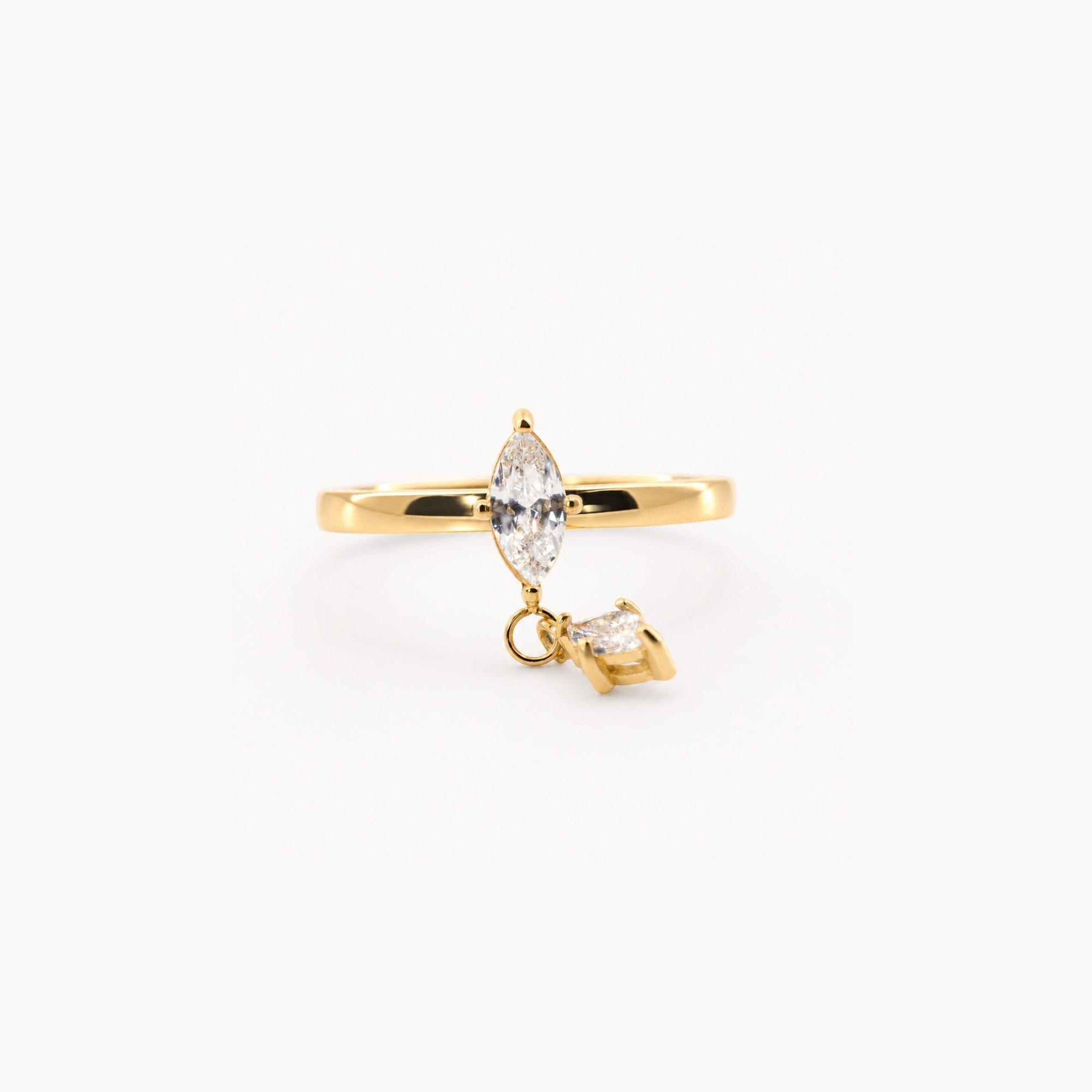 Mira Charm Ring | 18k Gold Plated, Marquise-Cut Crystals 0