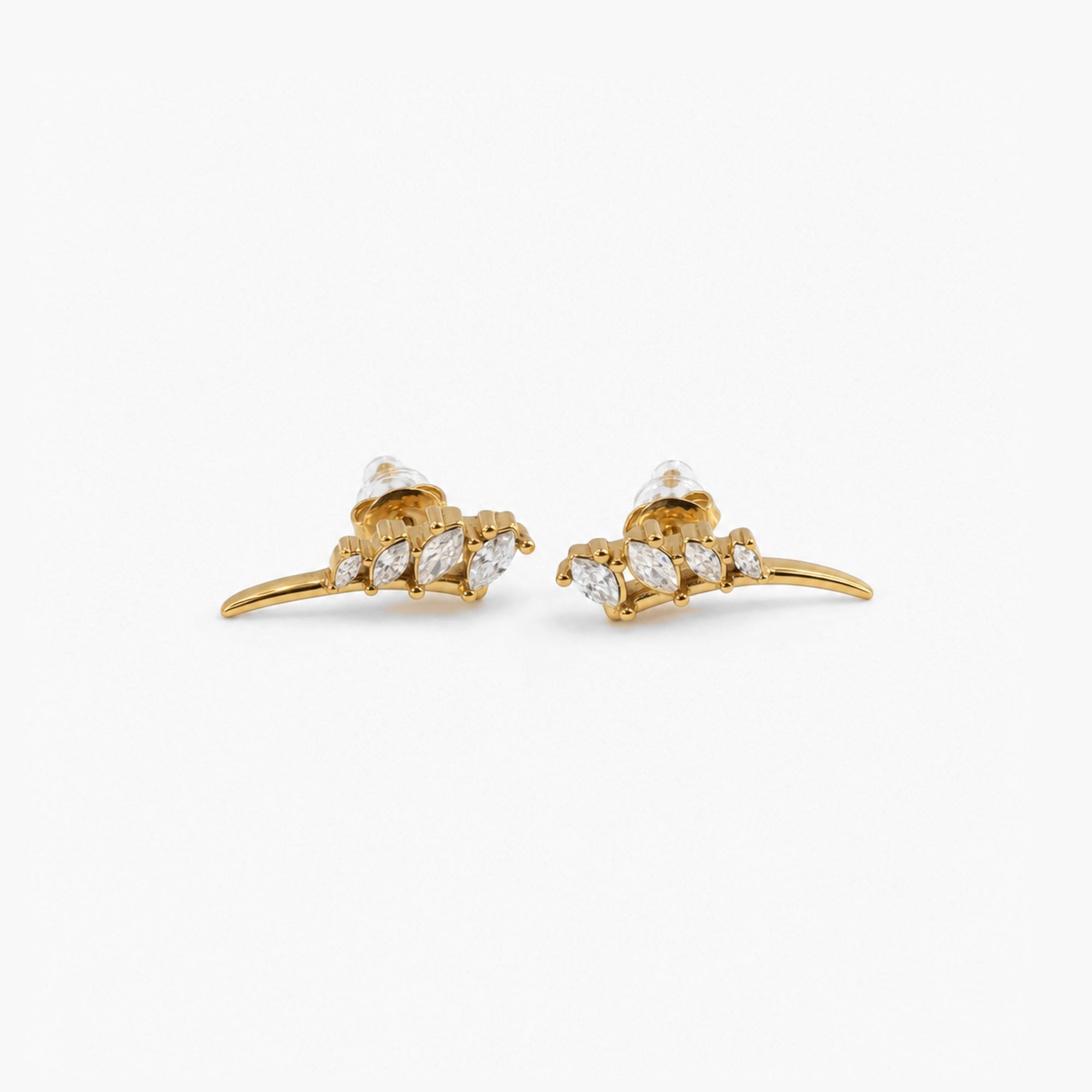 Mira Cluster Ear Climbers | 18k Gold Plated, Marquise Cut 0