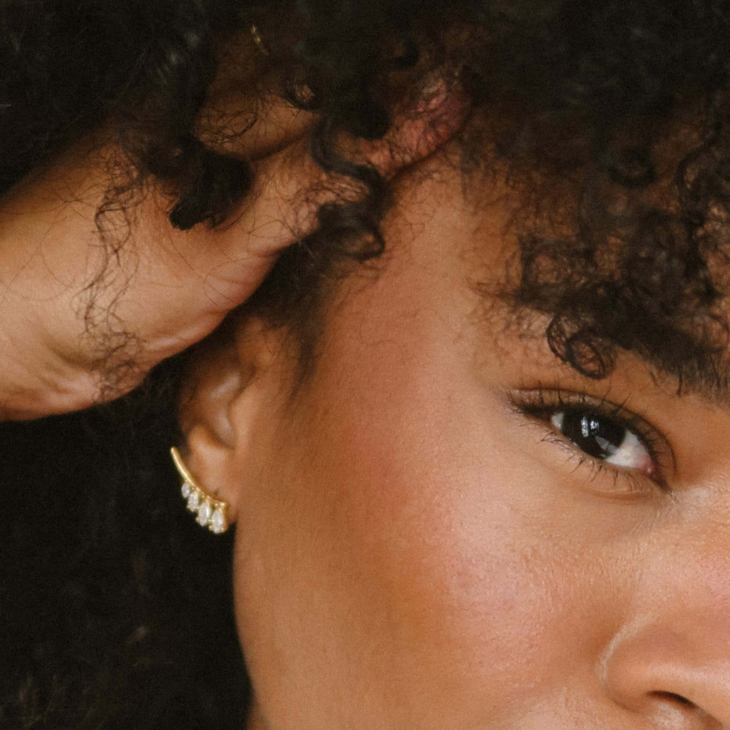 Mira Cluster Ear Climbers | 18k Gold Plated, Marquise Cut 1