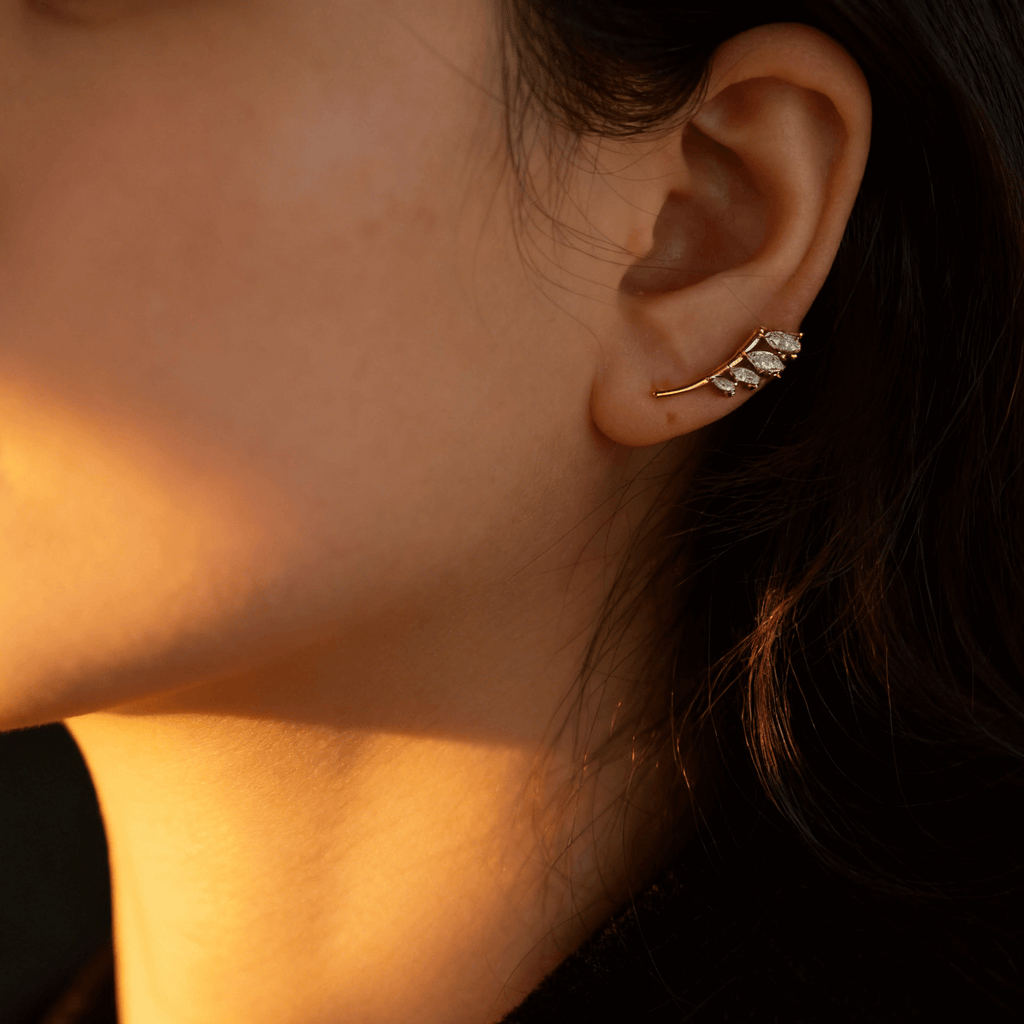 Mira Cluster Ear Climbers | 18k Gold Plated, Marquise Cut 2