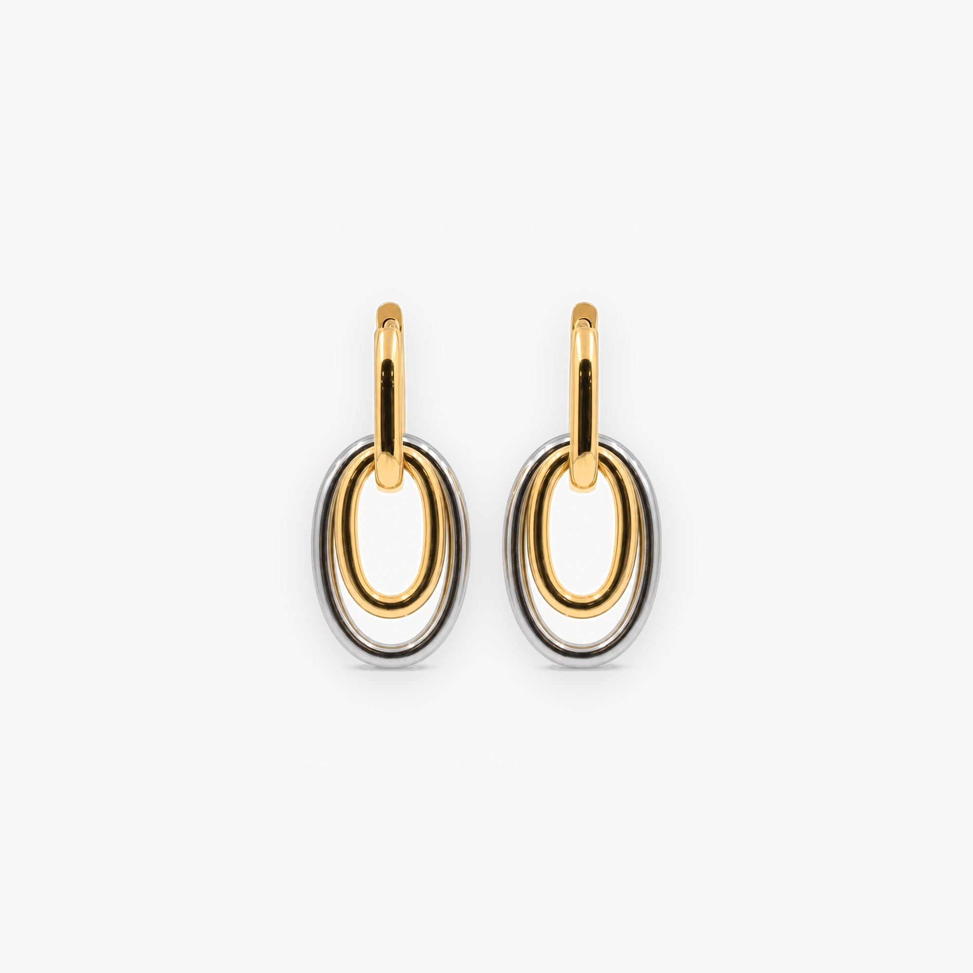 Mira Double Hoop Earrings | 18k Gold Plated Stainless Steel, Mixed Metal Design 0