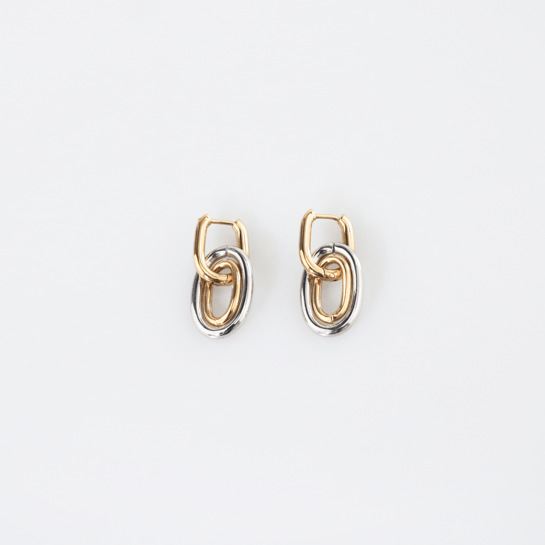 Mira Double Hoop Earrings | 18k Gold Plated Stainless Steel, Mixed Metal Design 2