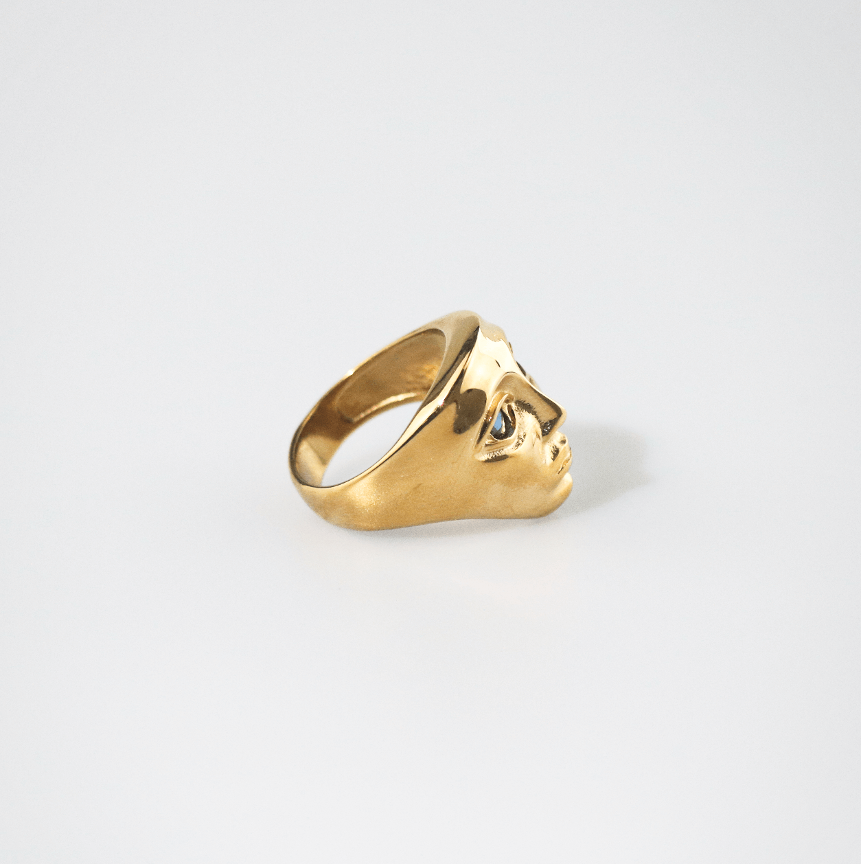 Mira Face Ring | 18k Gold Plated, Deep Blue Gemstone Eyes 6
