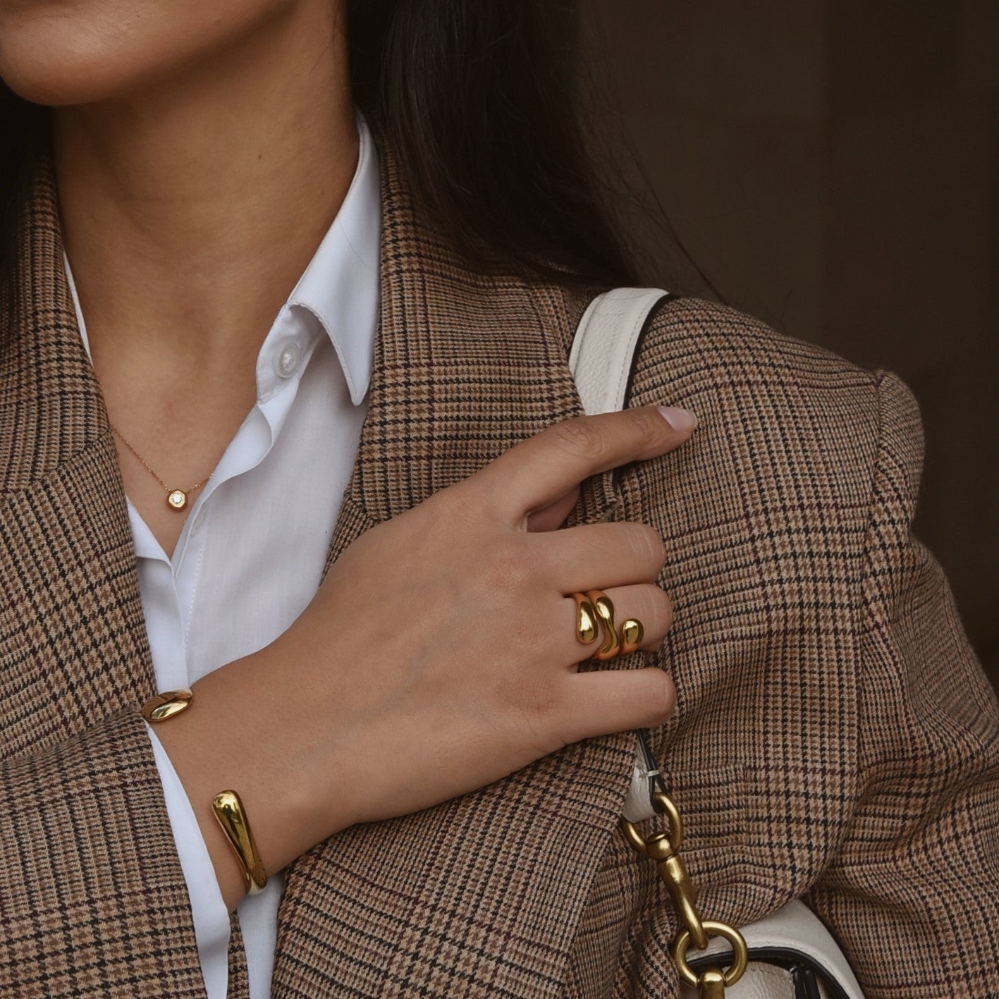 Mira Flow Cuff Bracelet | 18k Gold Plated Stainless Steel, Adjustable Design 1