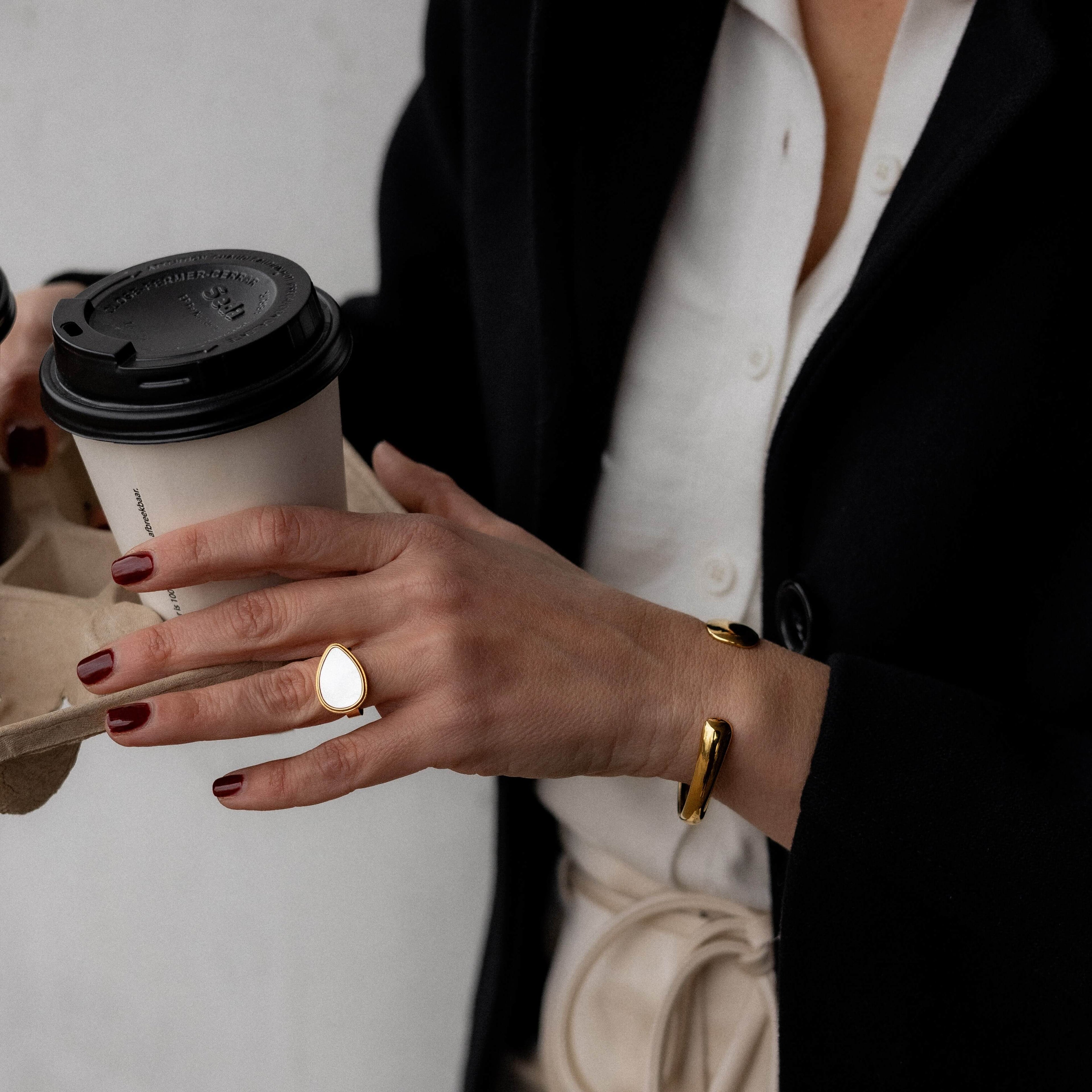 Mira Flow Cuff Bracelet | 18k Gold Plated Stainless Steel, Adjustable Design 2