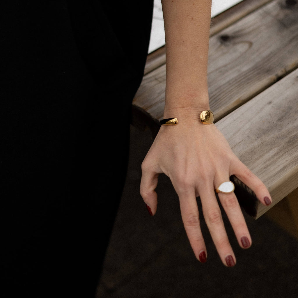 Mira Flow Cuff Bracelet | 18k Gold Plated Stainless Steel, Adjustable Design 6