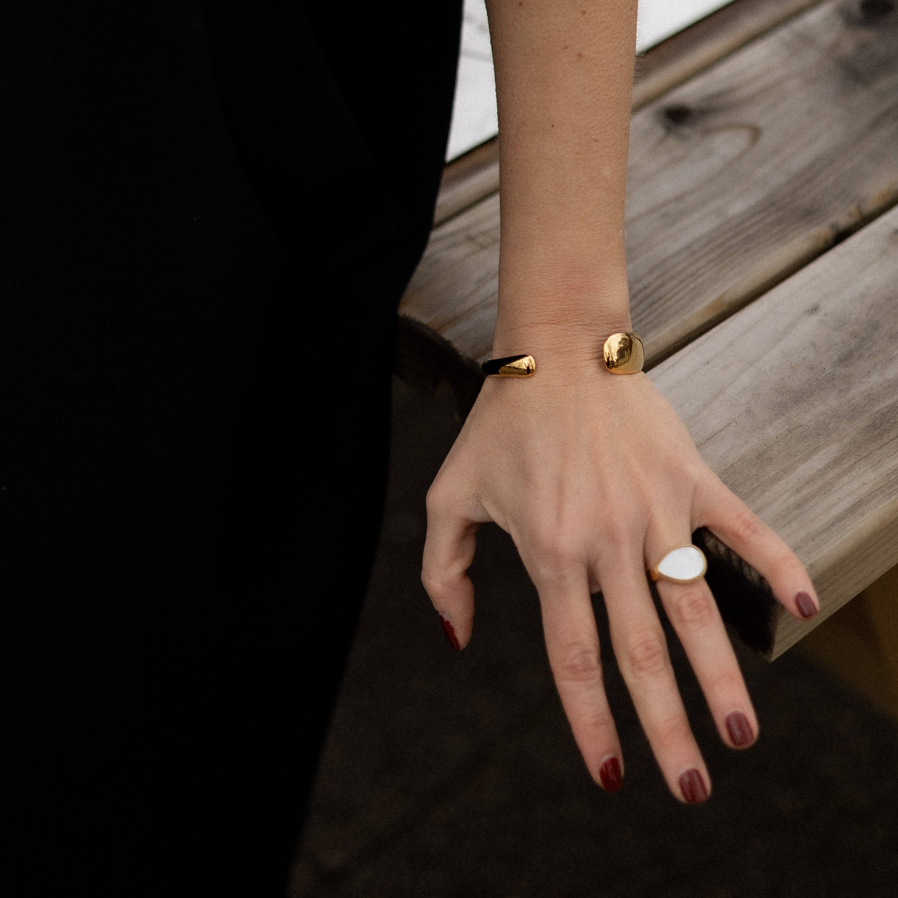 Mira Flow Cuff Bracelet | 18k Gold Plated Stainless Steel, Adjustable Design 6