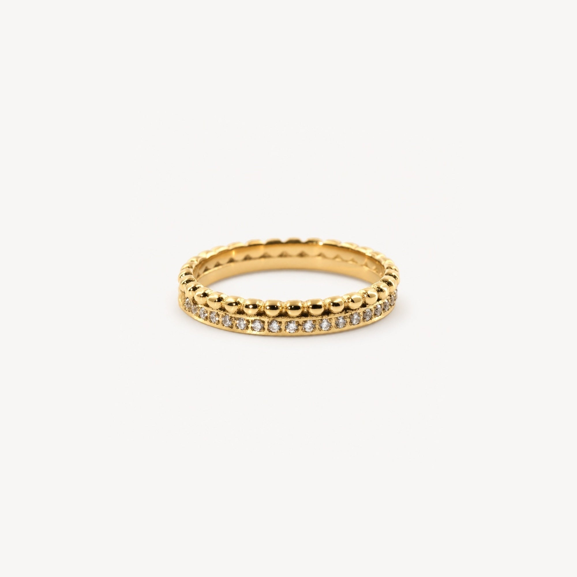 Mira Half Eternity Band Ring | 14k Gold Plated, Milgrain Detailing 0