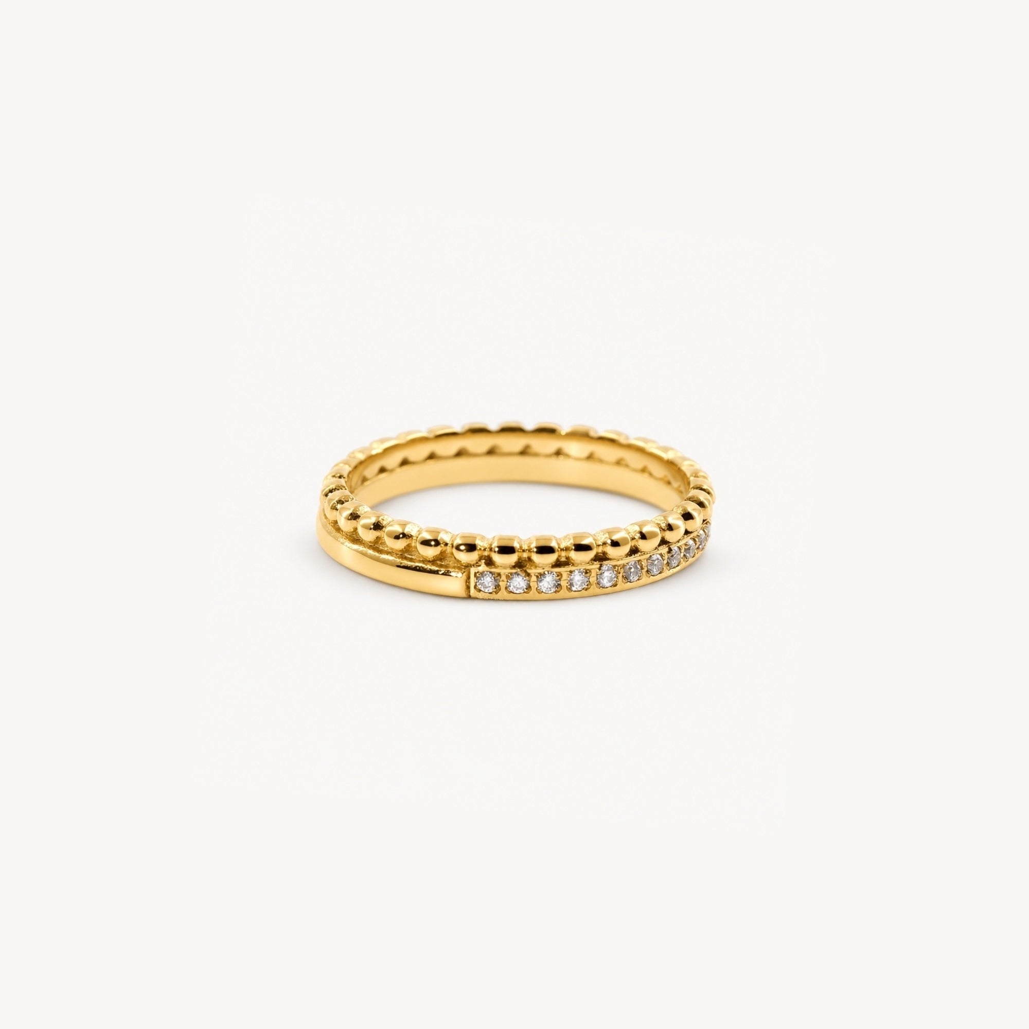 Mira Half Eternity Band Ring | 14k Gold Plated, Milgrain Detailing 3