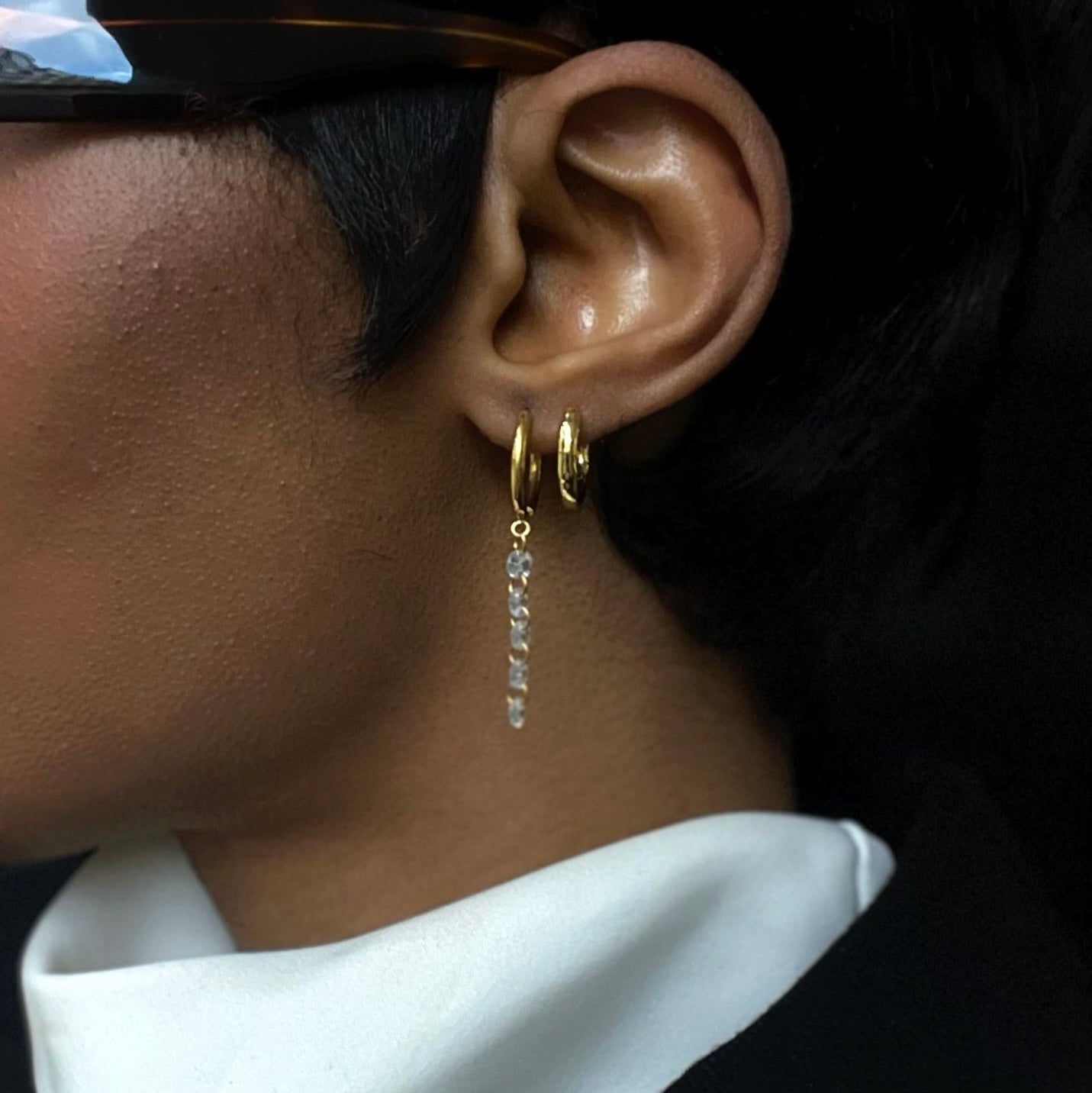 Mira Hoop Earrings | 18k Gold Plated Crystal Drop 0