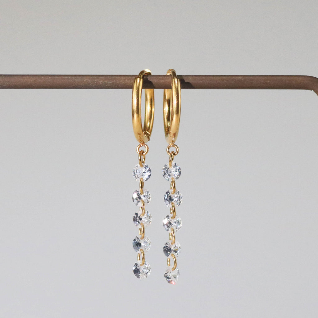 Mira Hoop Earrings | 18k Gold Plated Crystal Drop 1