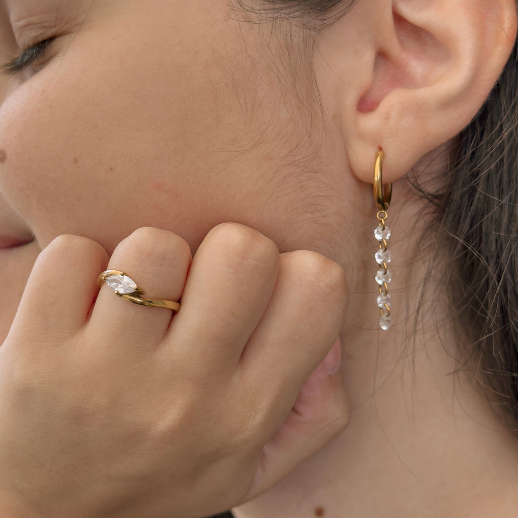 Mira Hoop Earrings | 18k Gold Plated Crystal Drop 2