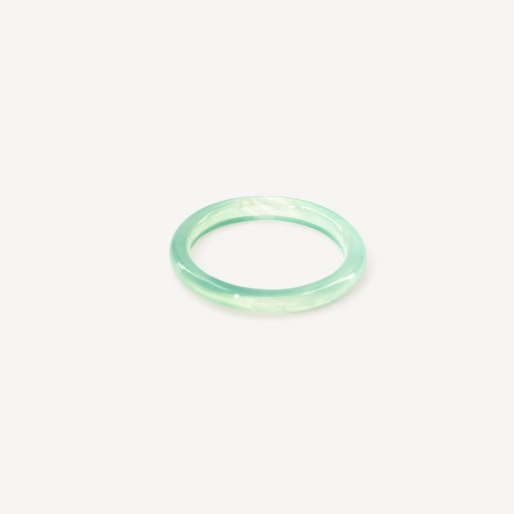 Mira Jade Ring | Mint Green Chalcedony, Stackable 3mm Band 0