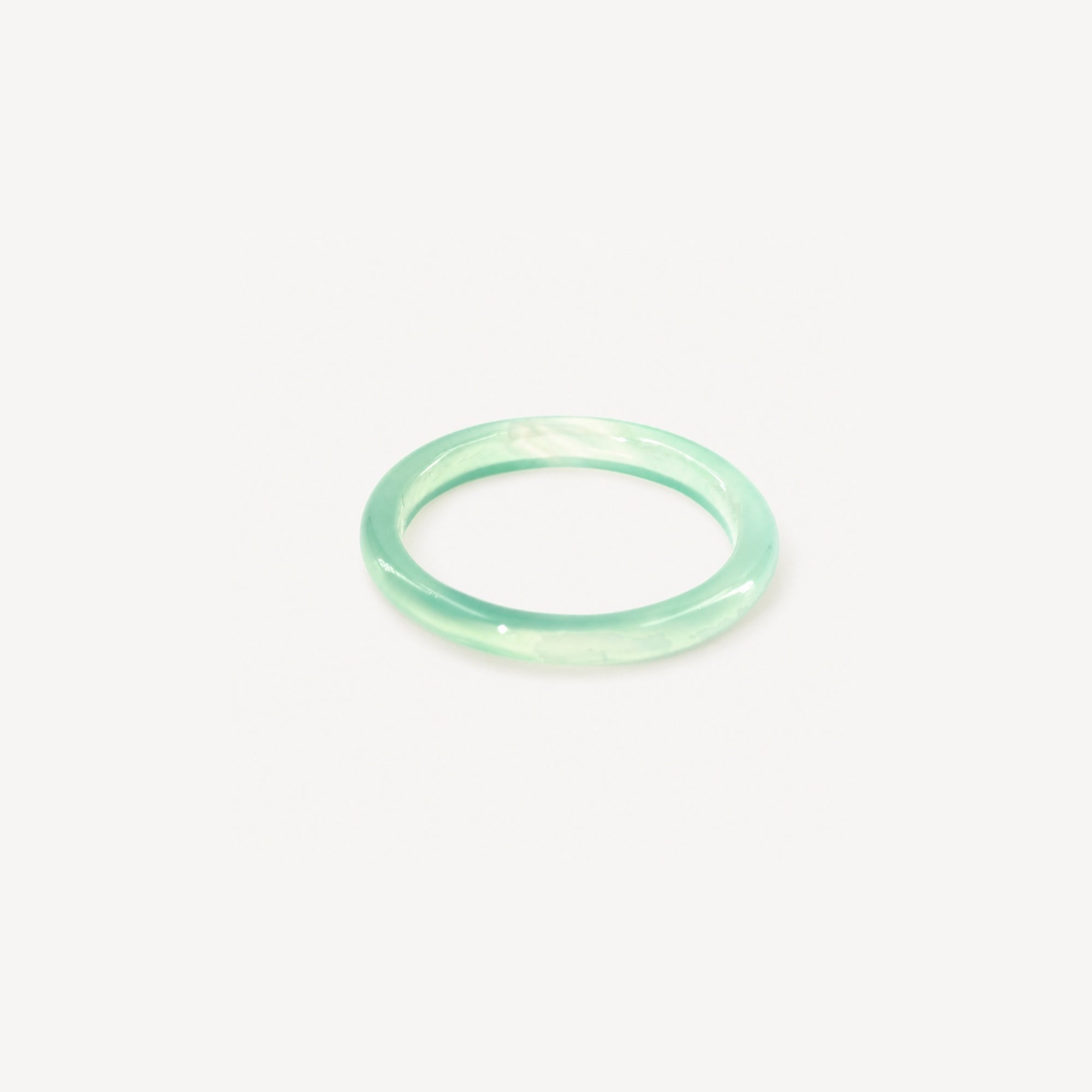 Mira Jade Ring | Mint Green Chalcedony, Stackable 3mm Band 0