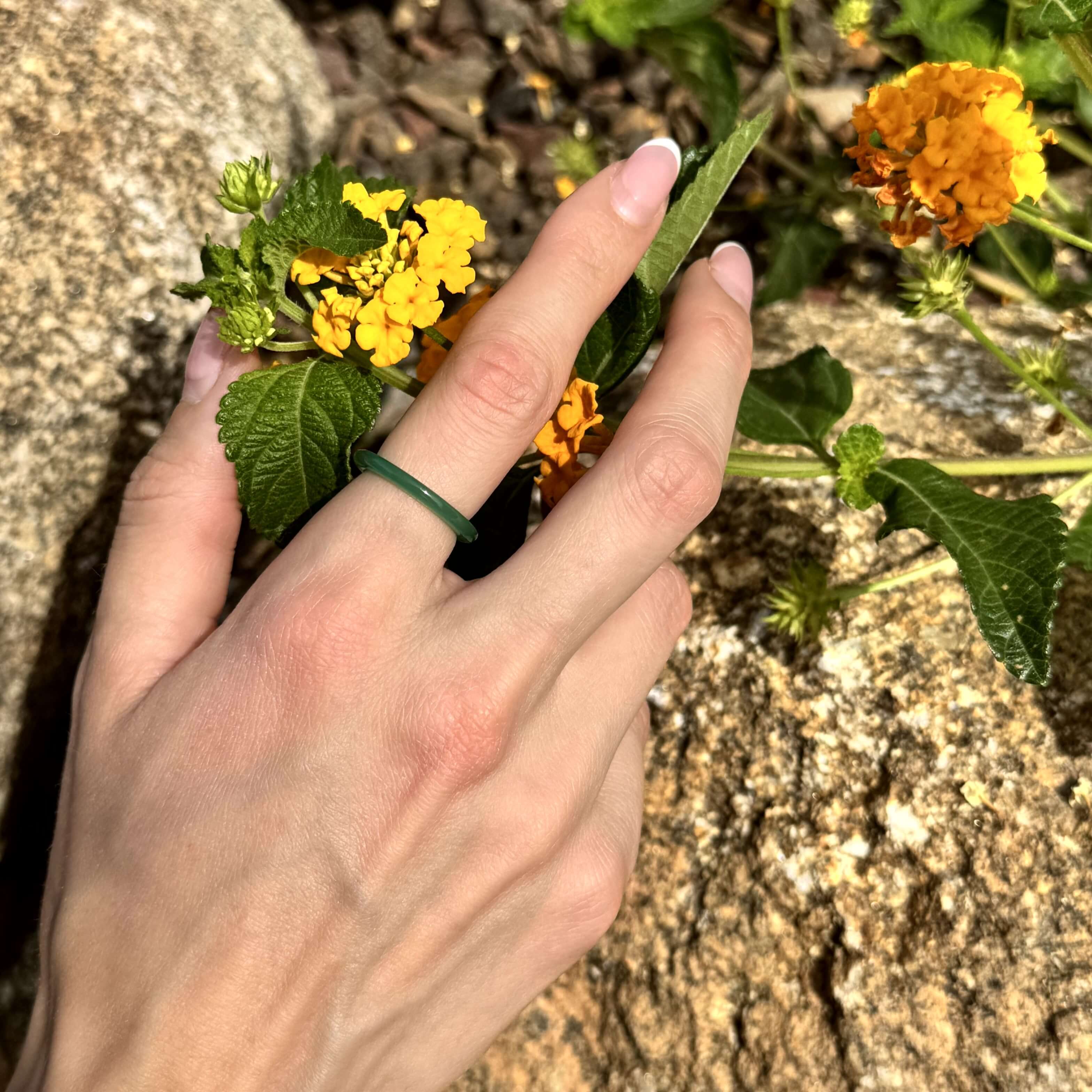 Mira Jade Ring | Mint Green Chalcedony, Stackable 3mm Band 1
