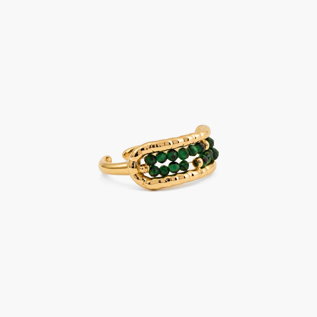 Mira Malachite Bead Ring | 18k Gold Plated, Stainless Steel 1