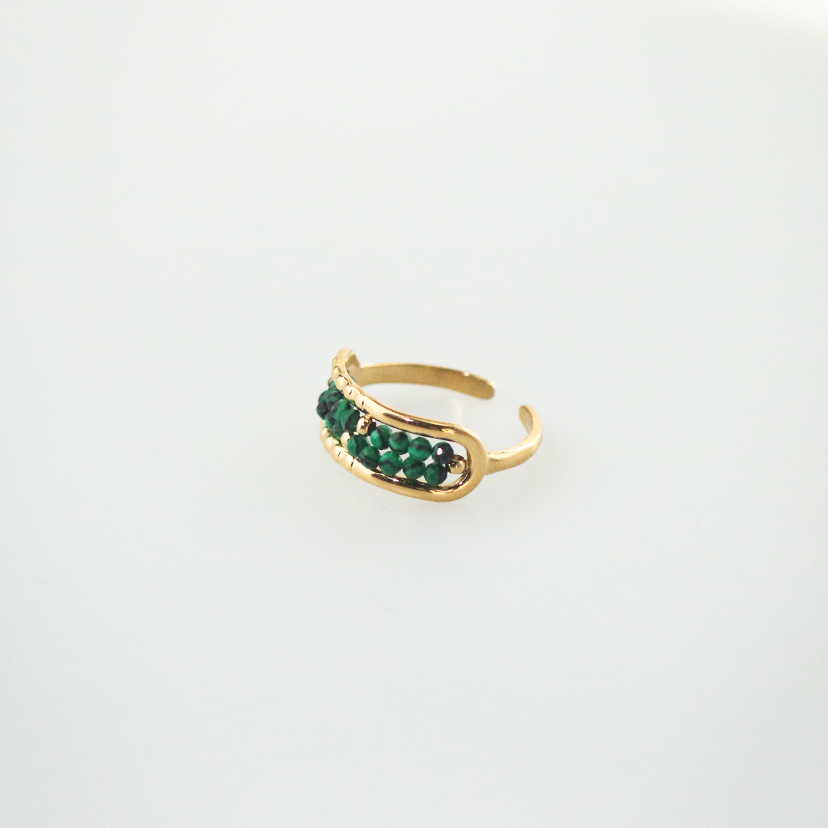 Mira Malachite Bead Ring | 18k Gold Plated, Stainless Steel 3