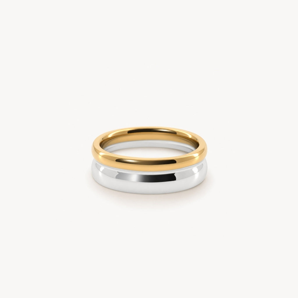 Mira Mixed Band Ring | 18k Gold Plated Stainless Steel, Waterproof 0