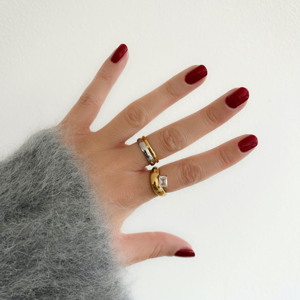 Mira Mixed Band Ring | 18k Gold Plated Stainless Steel, Waterproof 1