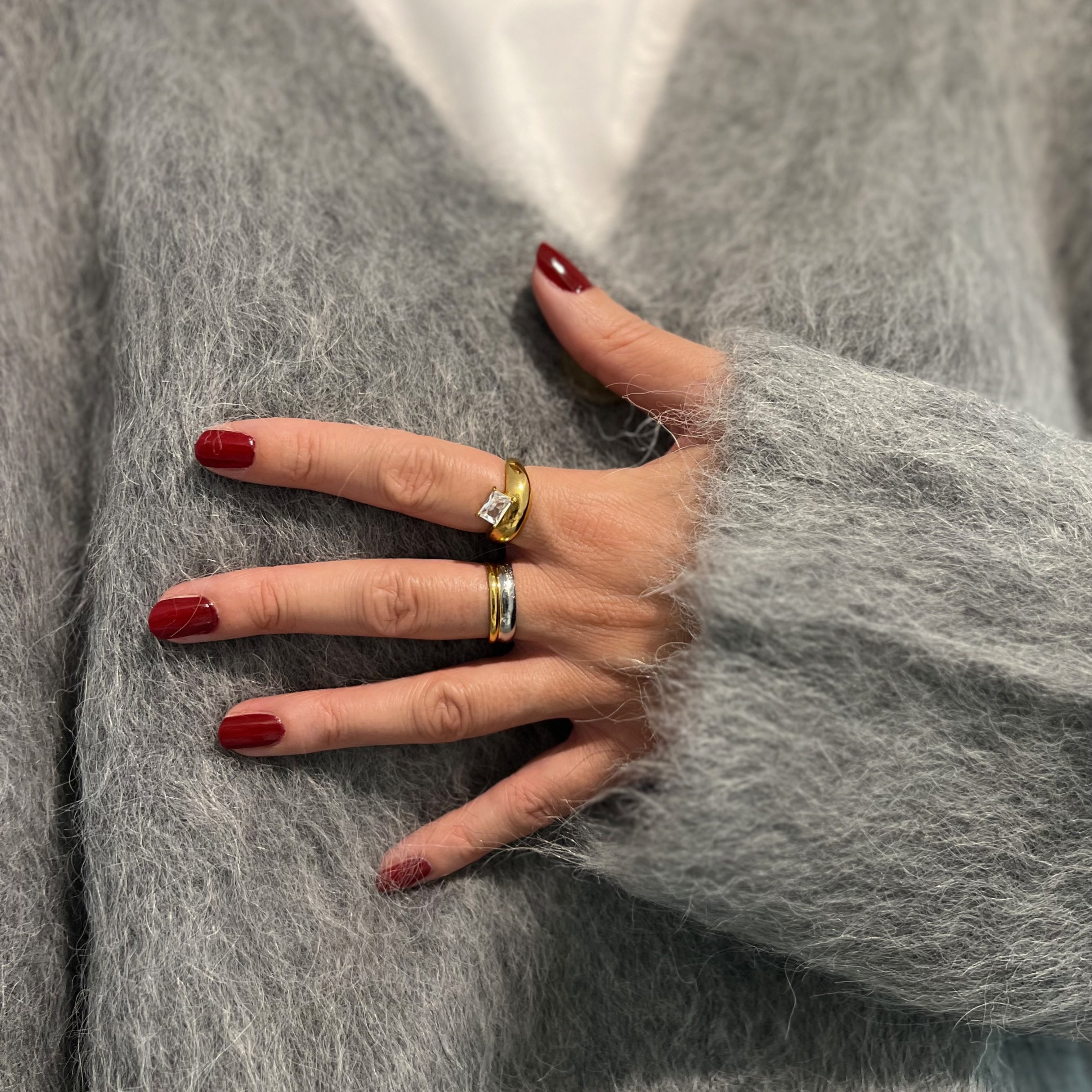 Mira Mixed Band Ring | 18k Gold Plated Stainless Steel, Waterproof 2