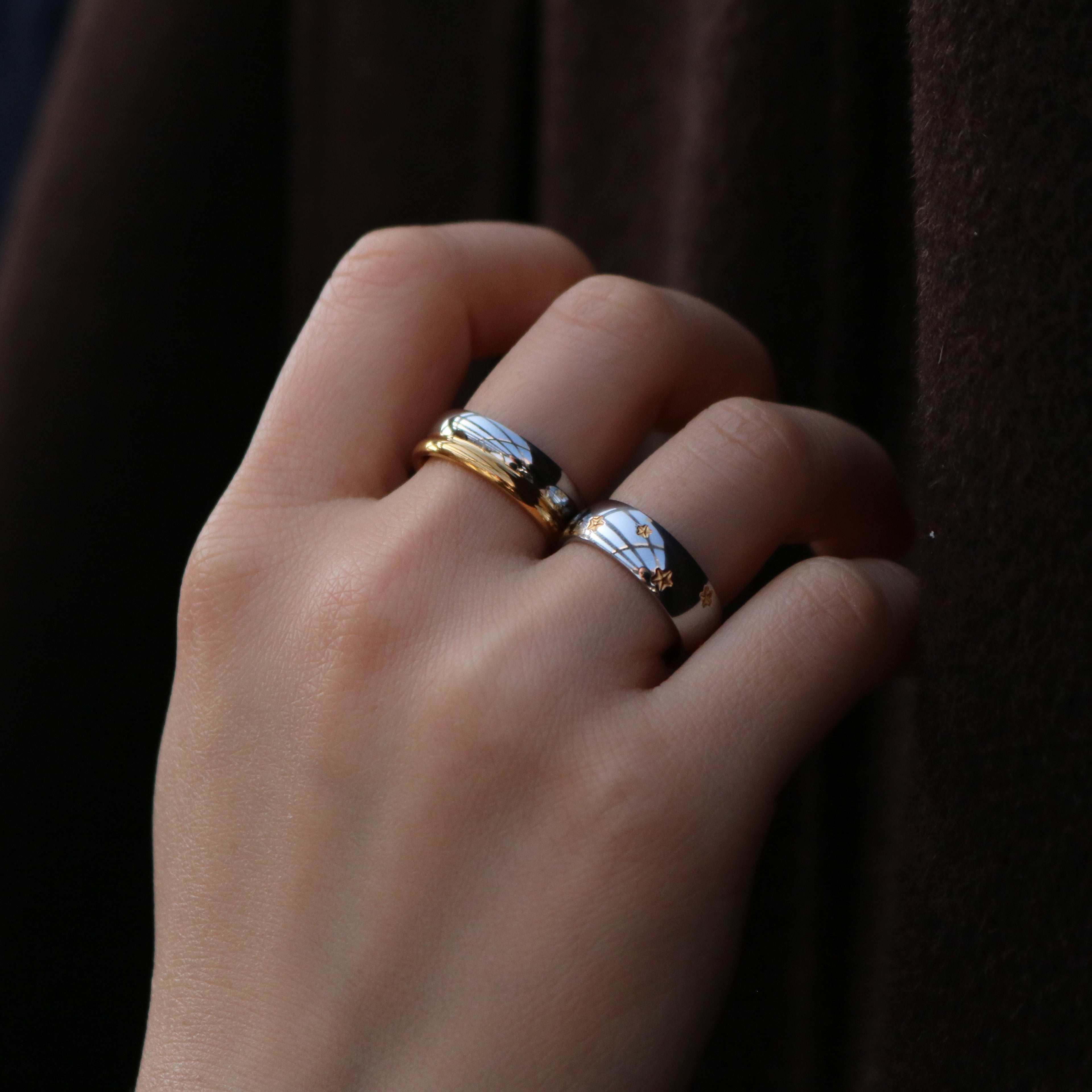Mira Mixed Band Ring | 18k Gold Plated Stainless Steel, Waterproof 3
