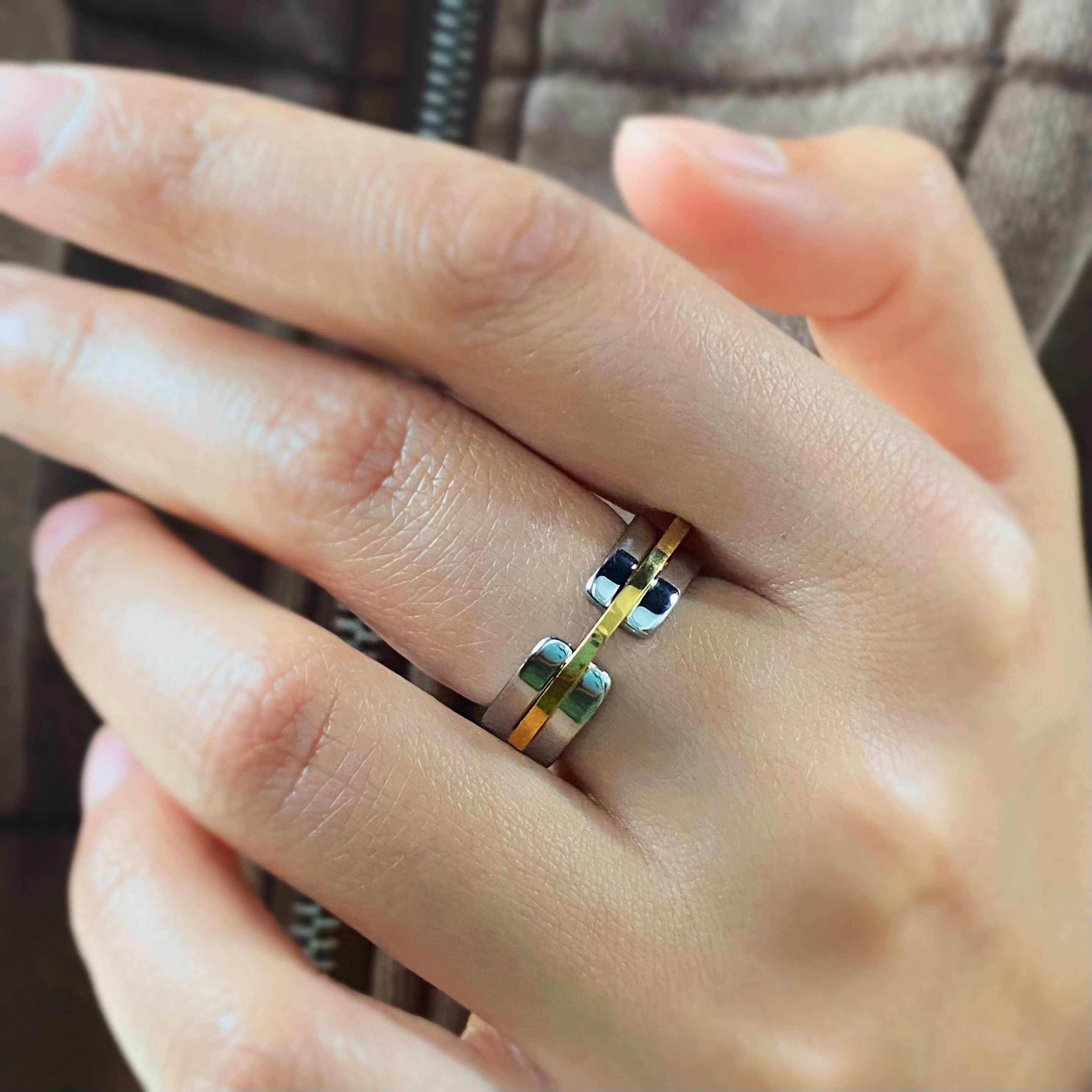 Mira Mixed Metal Band Ring | 18k Gold Plated Stainless Steel 4