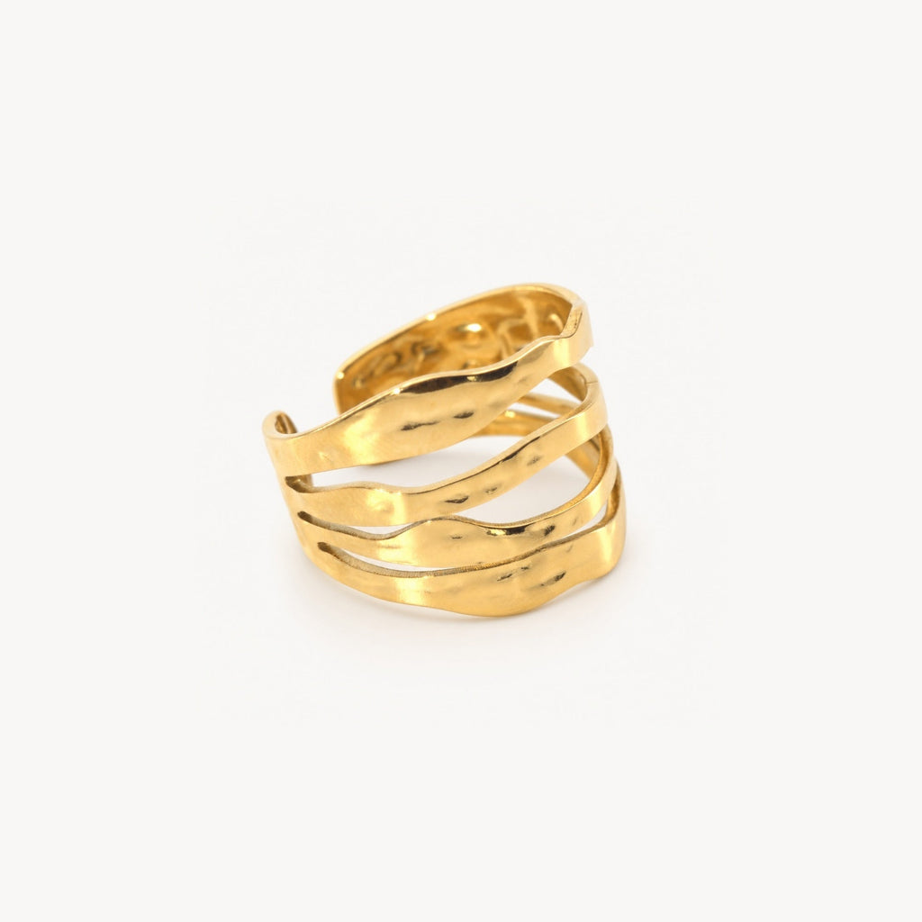 Mira Multi Row Ring | 18k Gold Plated, Adjustable 0