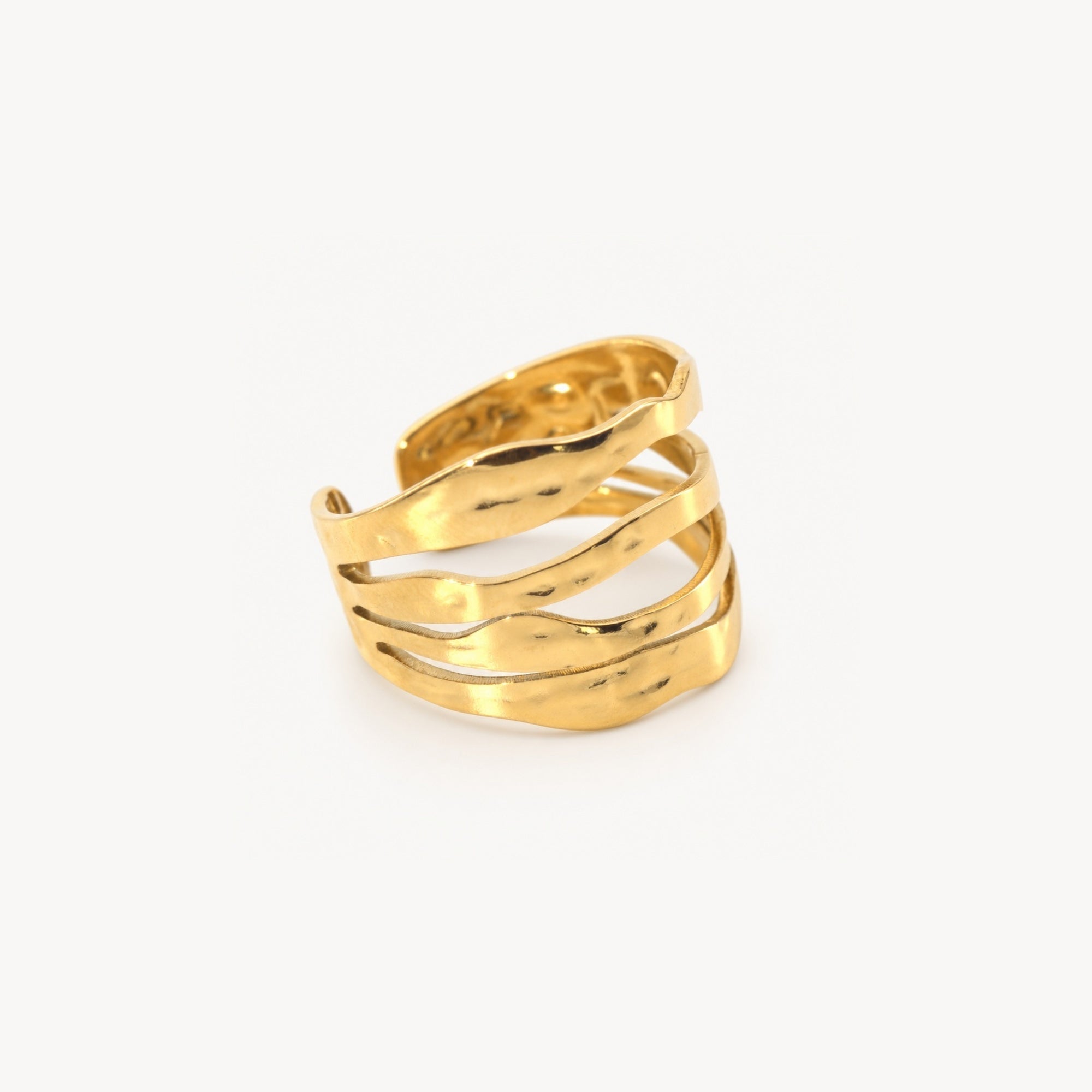 Mira Multi Row Ring | 18k Gold Plated, Adjustable 0
