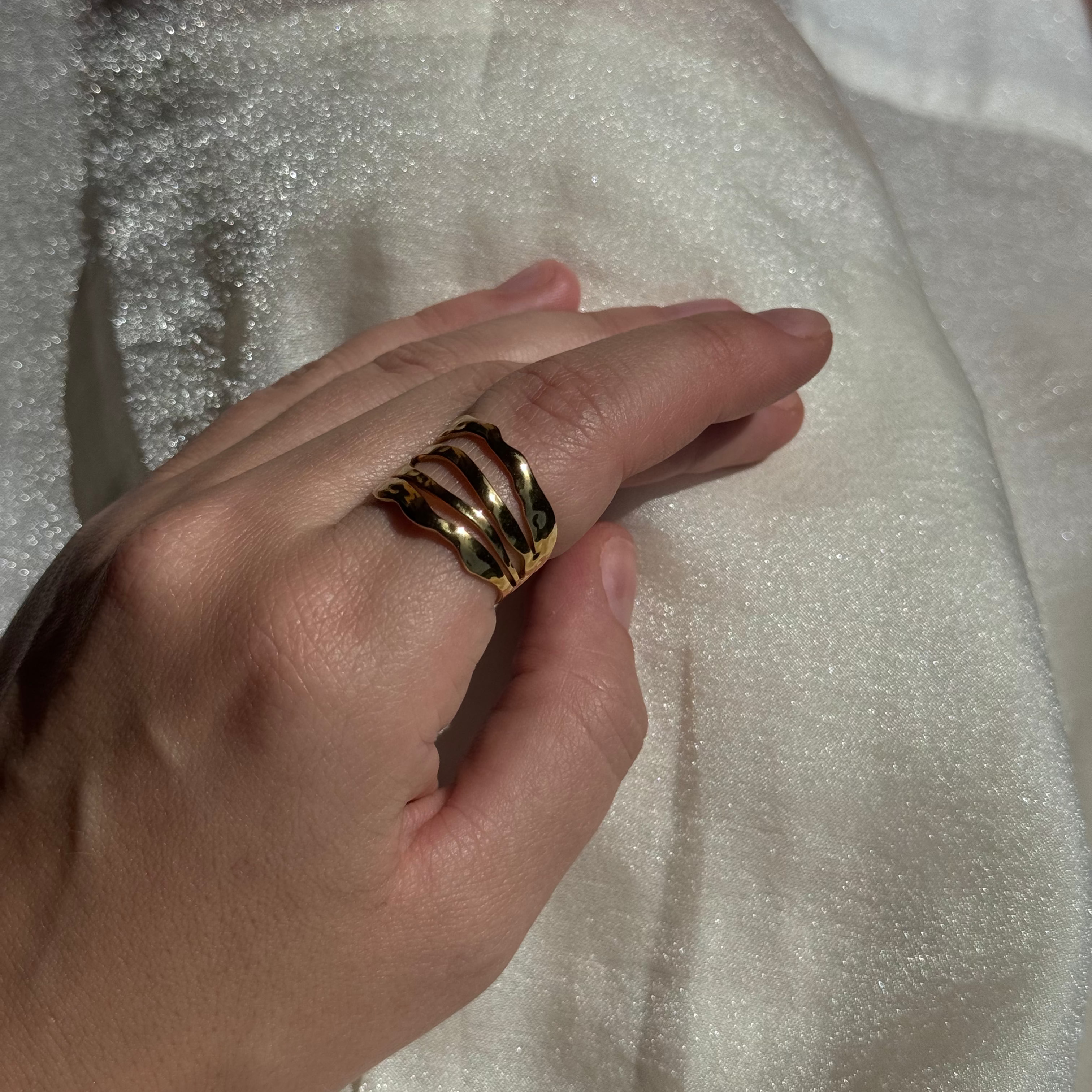 Mira Multi Row Ring | 18k Gold Plated, Adjustable 1