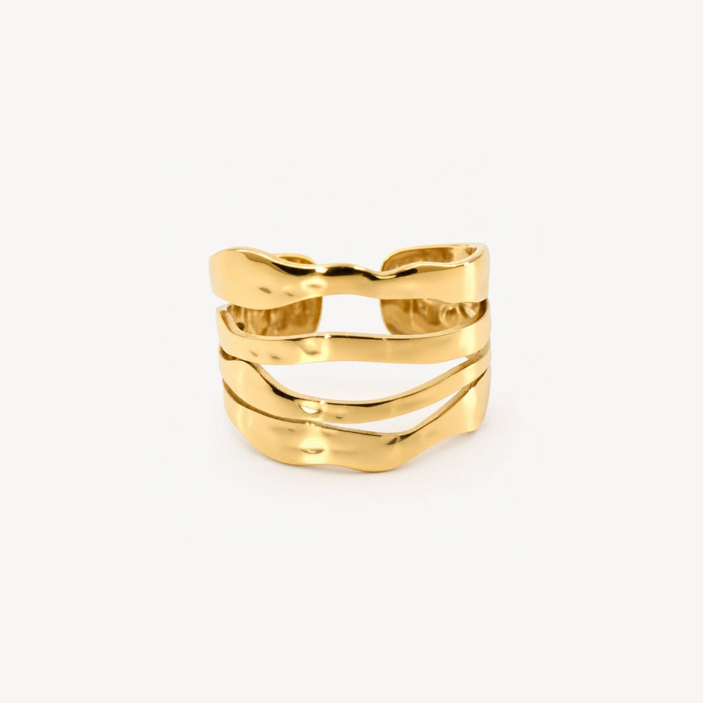 Mira Multi Row Ring | 18k Gold Plated, Adjustable 2