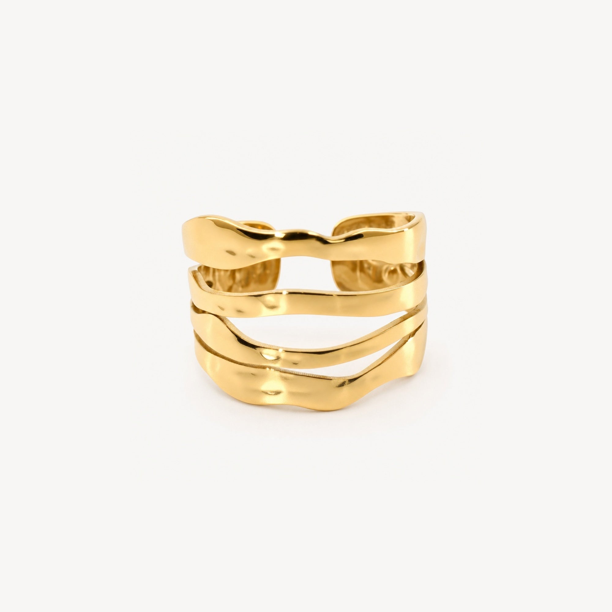 Mira Multi Row Ring | 18k Gold Plated, Adjustable 2