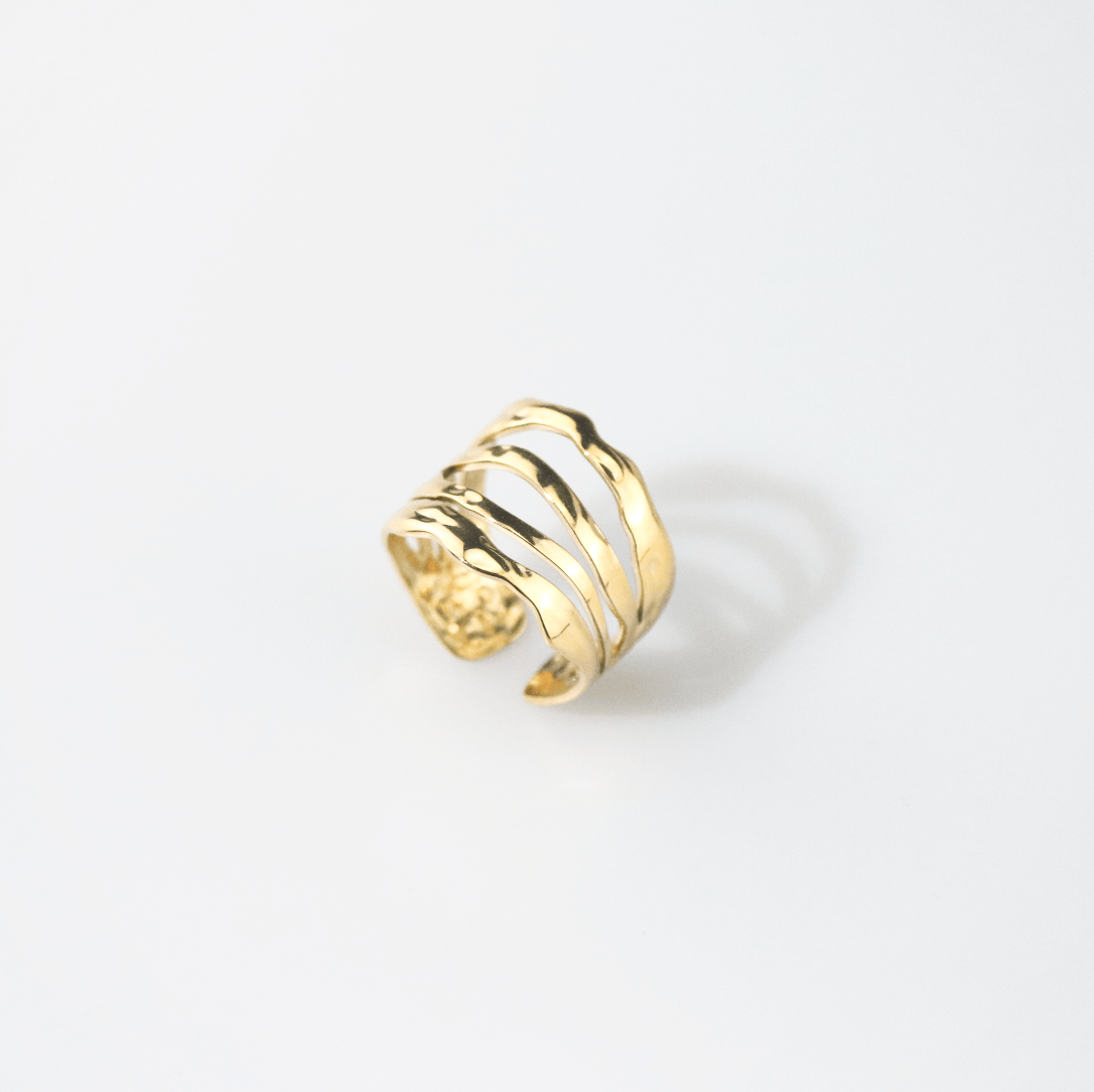Mira Multi Row Ring | 18k Gold Plated, Adjustable 5