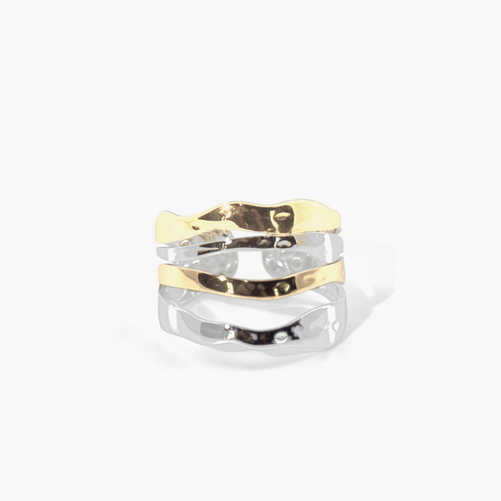 Mira Multi Row Ring | Mixed Metal, Hammered Finish 0