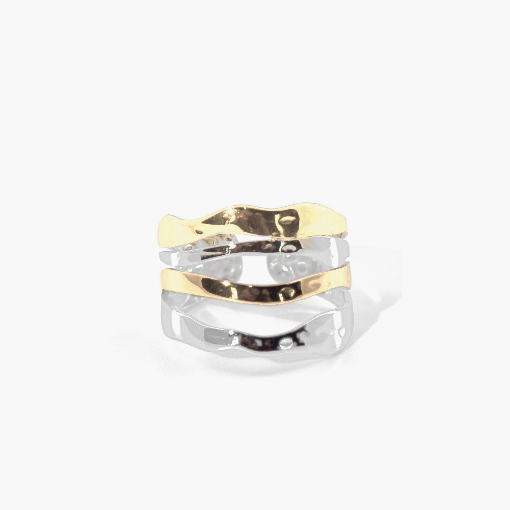 Mira Multi Row Ring | Mixed Metal, Hammered Finish 0