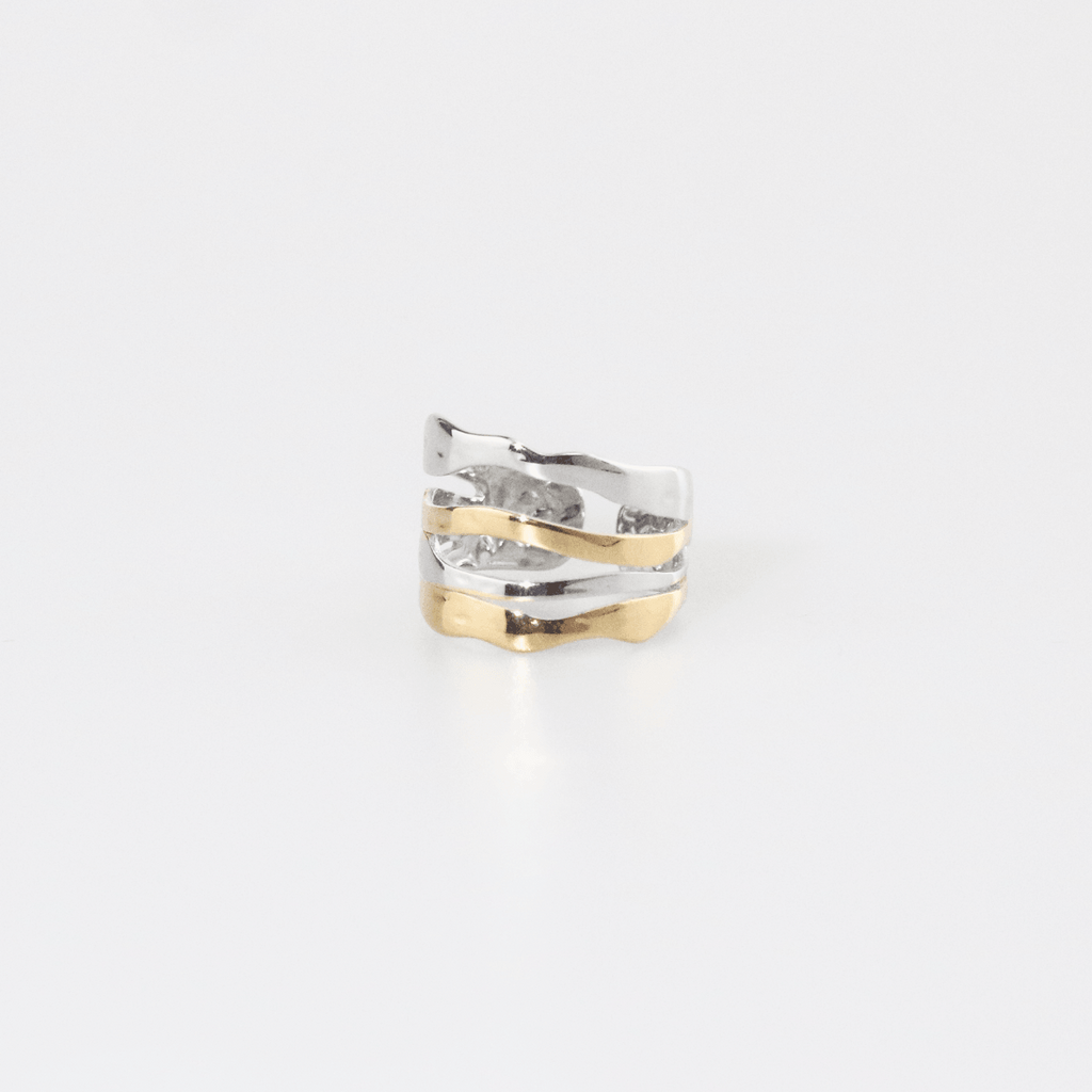 Mira Multi Row Ring | Mixed Metal, Hammered Finish 2