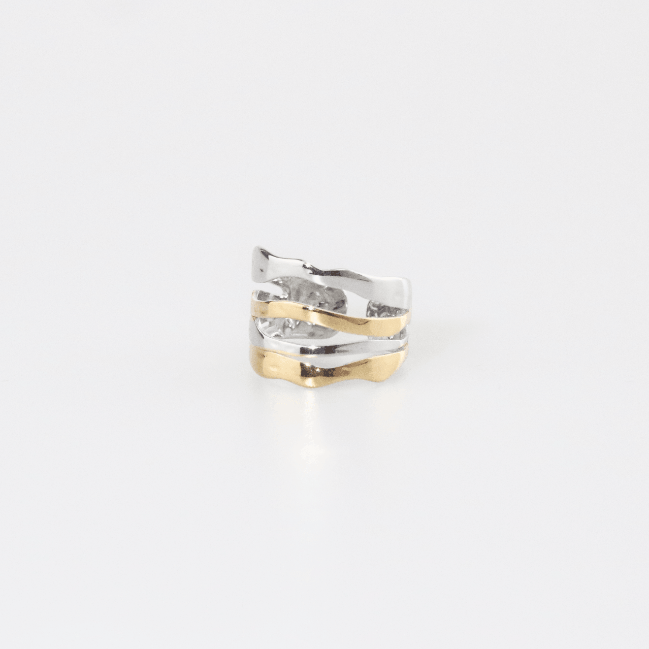 Mira Multi Row Ring | Mixed Metal, Hammered Finish 2