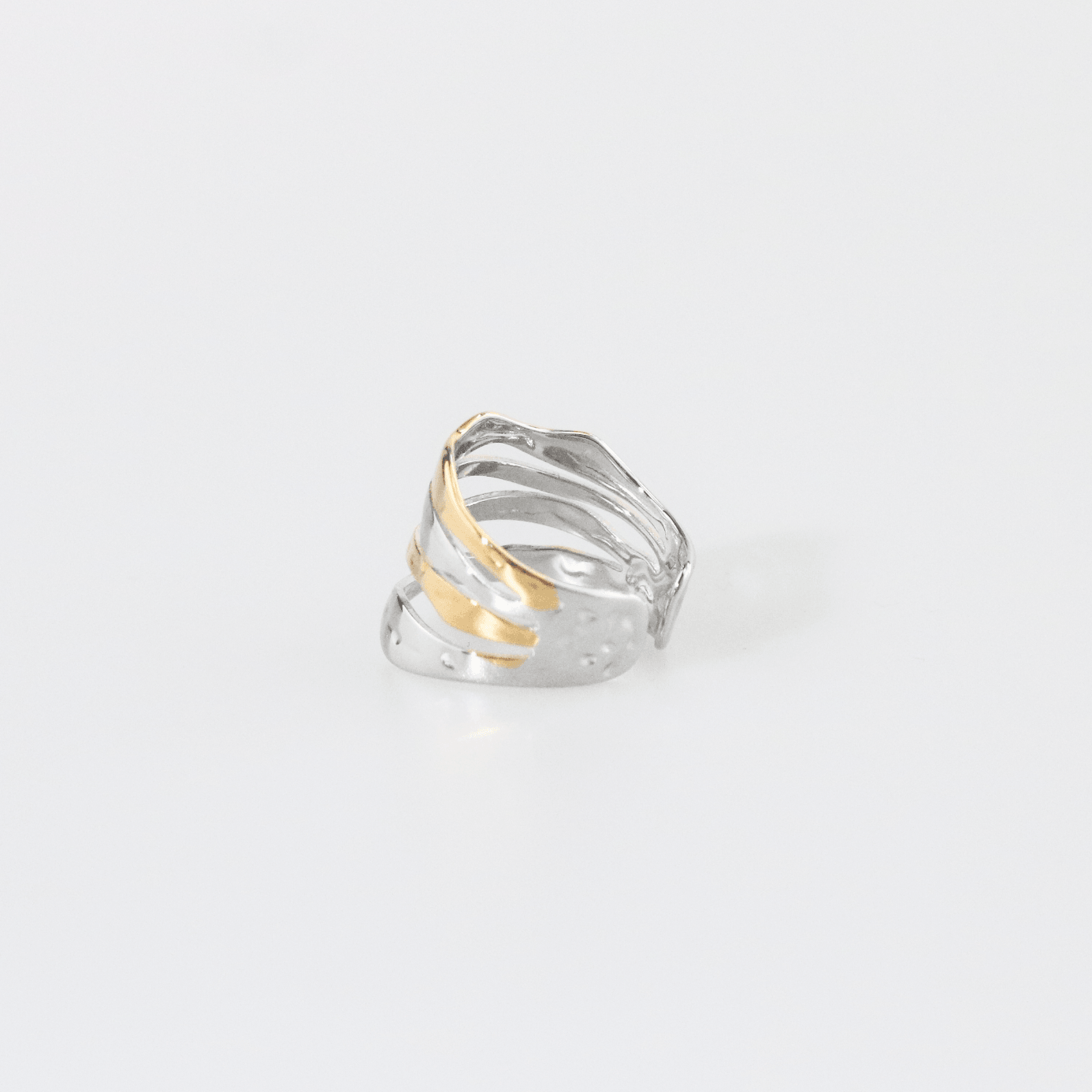 Mira Multi Row Ring | Mixed Metal, Hammered Finish 3