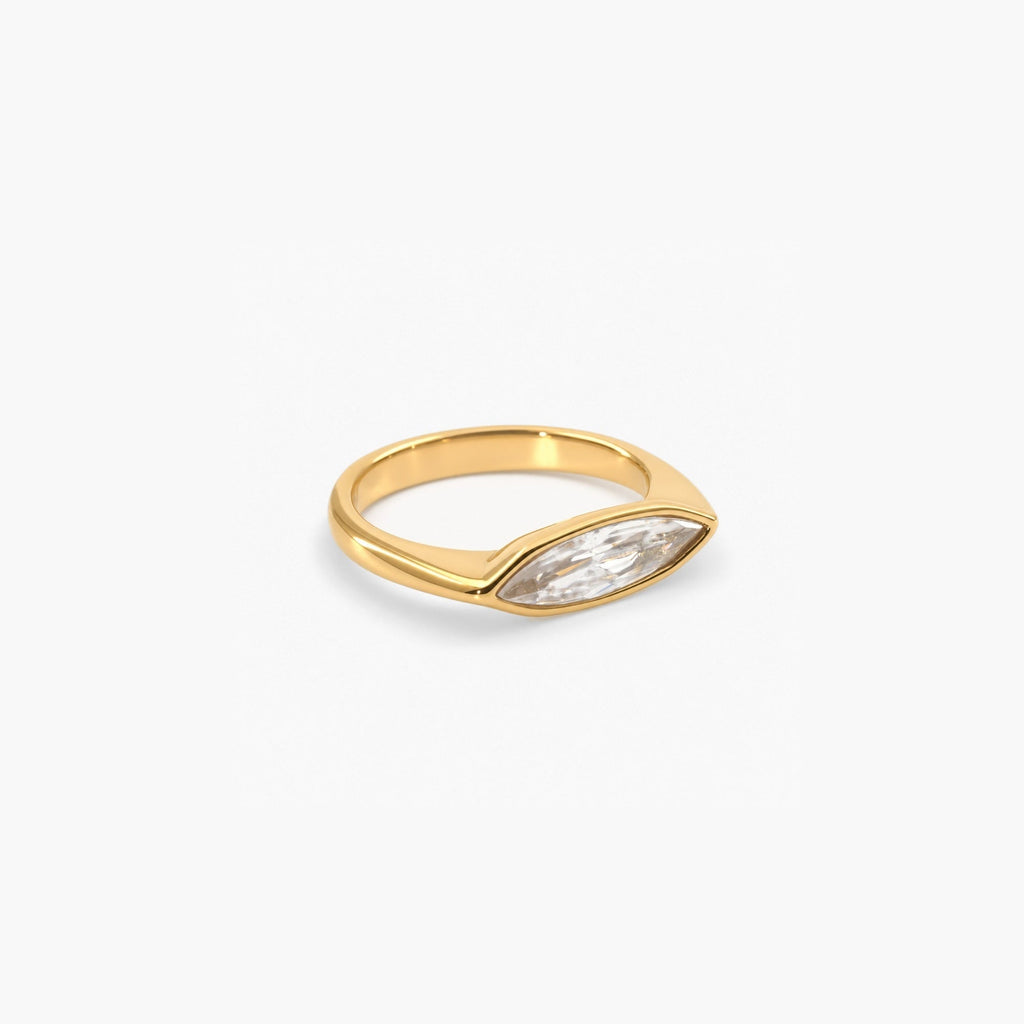 Mira Sleek Ring | Marquise-Cut Gemstone, 18k Gold Plated 0