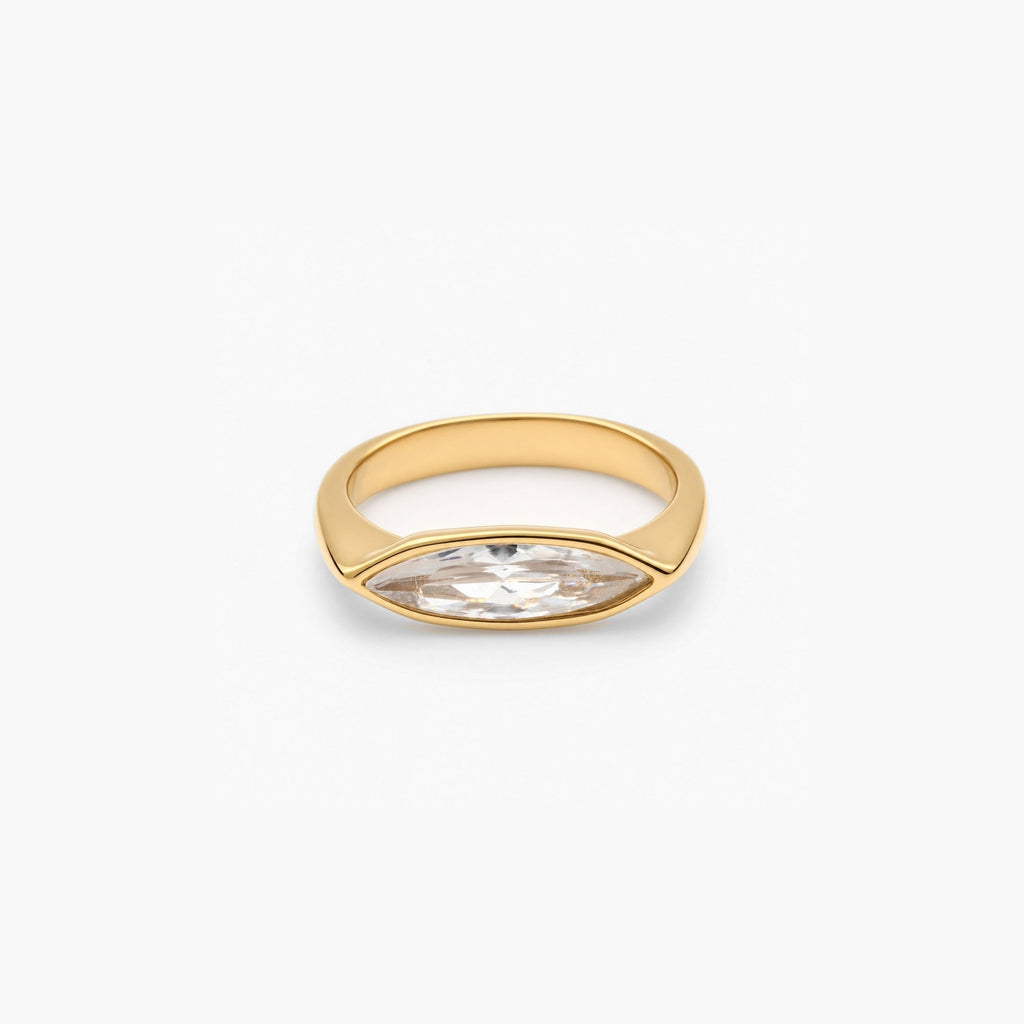 Mira Sleek Ring | Marquise-Cut Gemstone, 18k Gold Plated 3